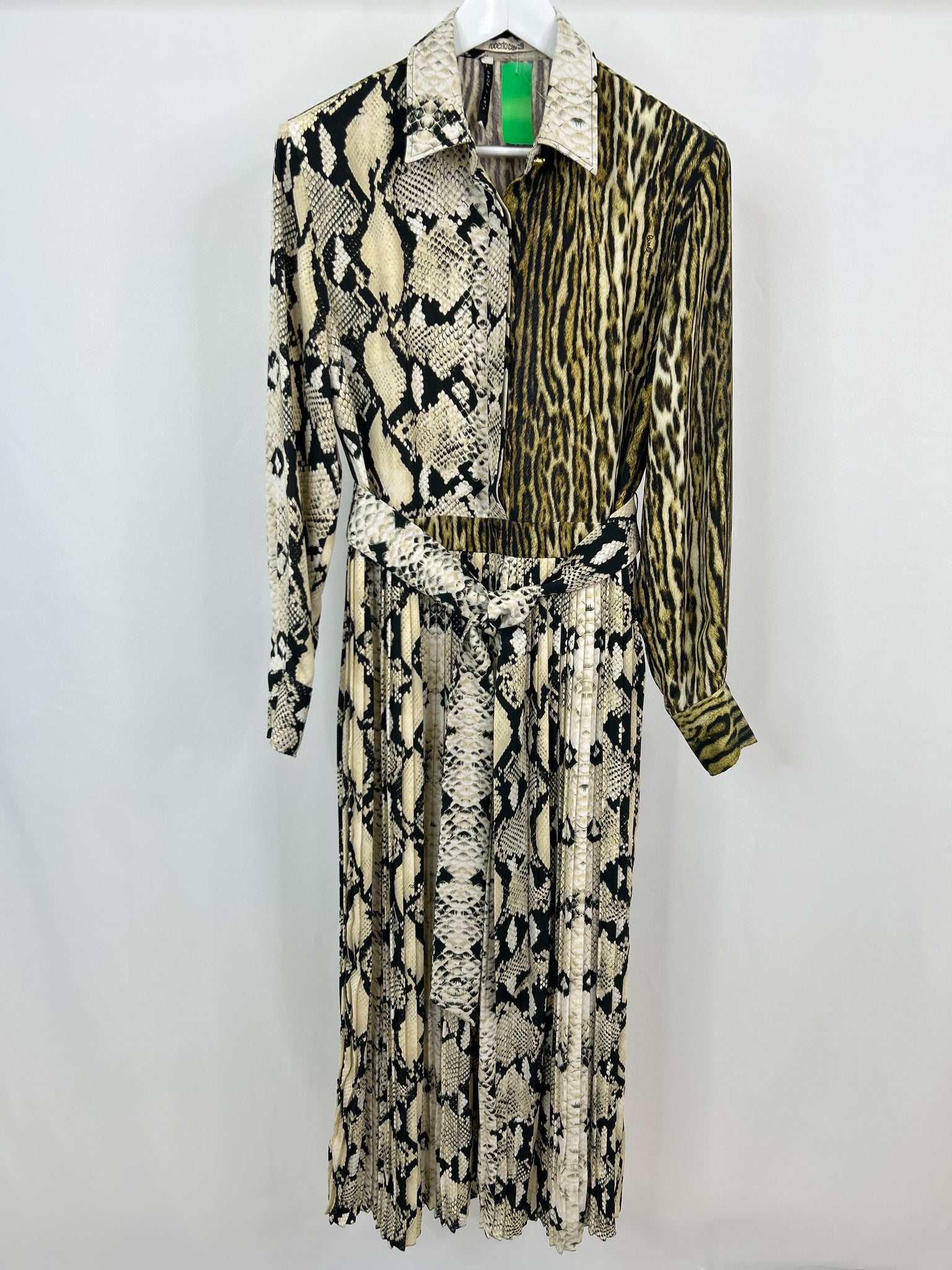 ROBERTO CAVALLI Size 46 Cream Print Women Dress