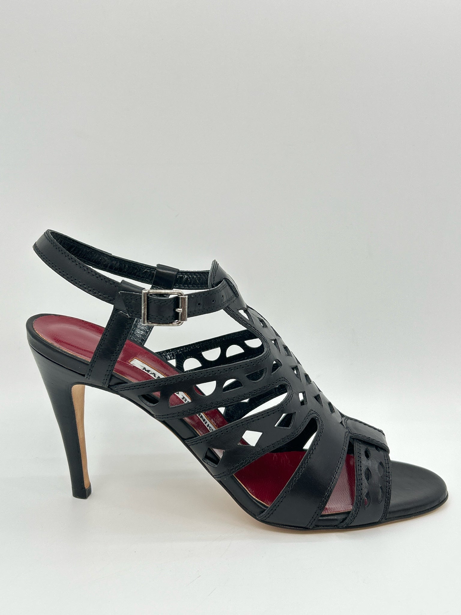 MANOLO BLAHNIK Size 38.5 Black Women Sandal