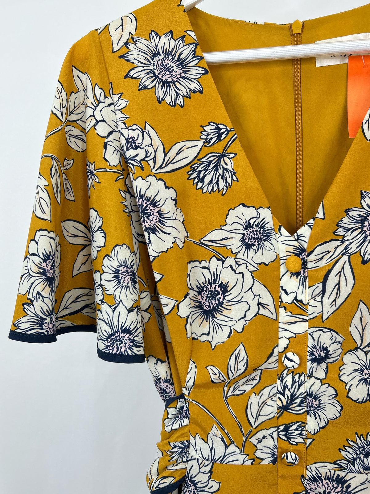 ELIZA J Size 10 MUSTARD FLORAL Women Dress