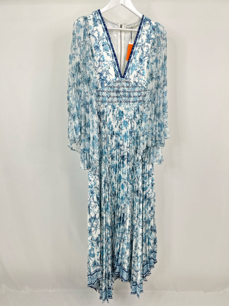 ALICE + OLIVIA Size 8 Blue Print Women's Dress
