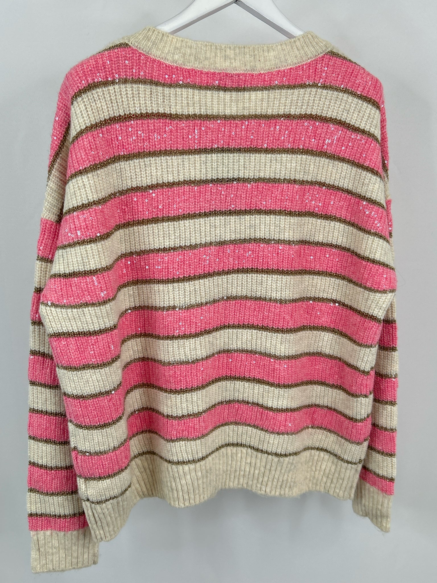 CROWN & IVY Size NWT XXL Cream Striped Women Cardigan