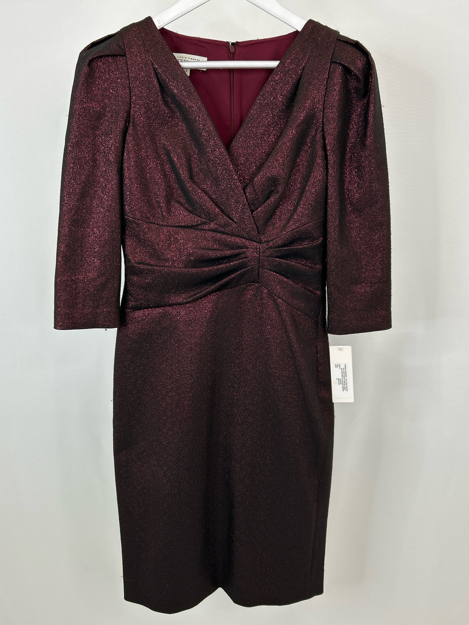 TERI JON Size 6 Merlot Women's Dress