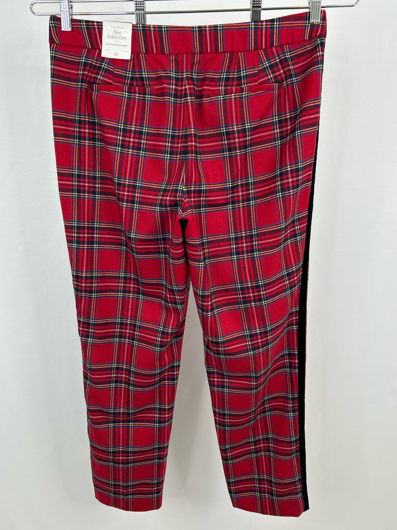 TALBOTS Size 14 Red Plaid Women Pants NWT