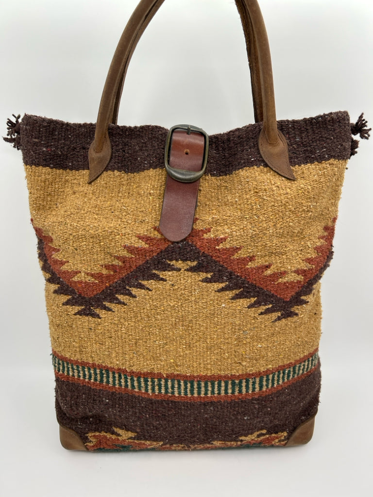 MCFADIN Brown Print Navajo Wool Tote