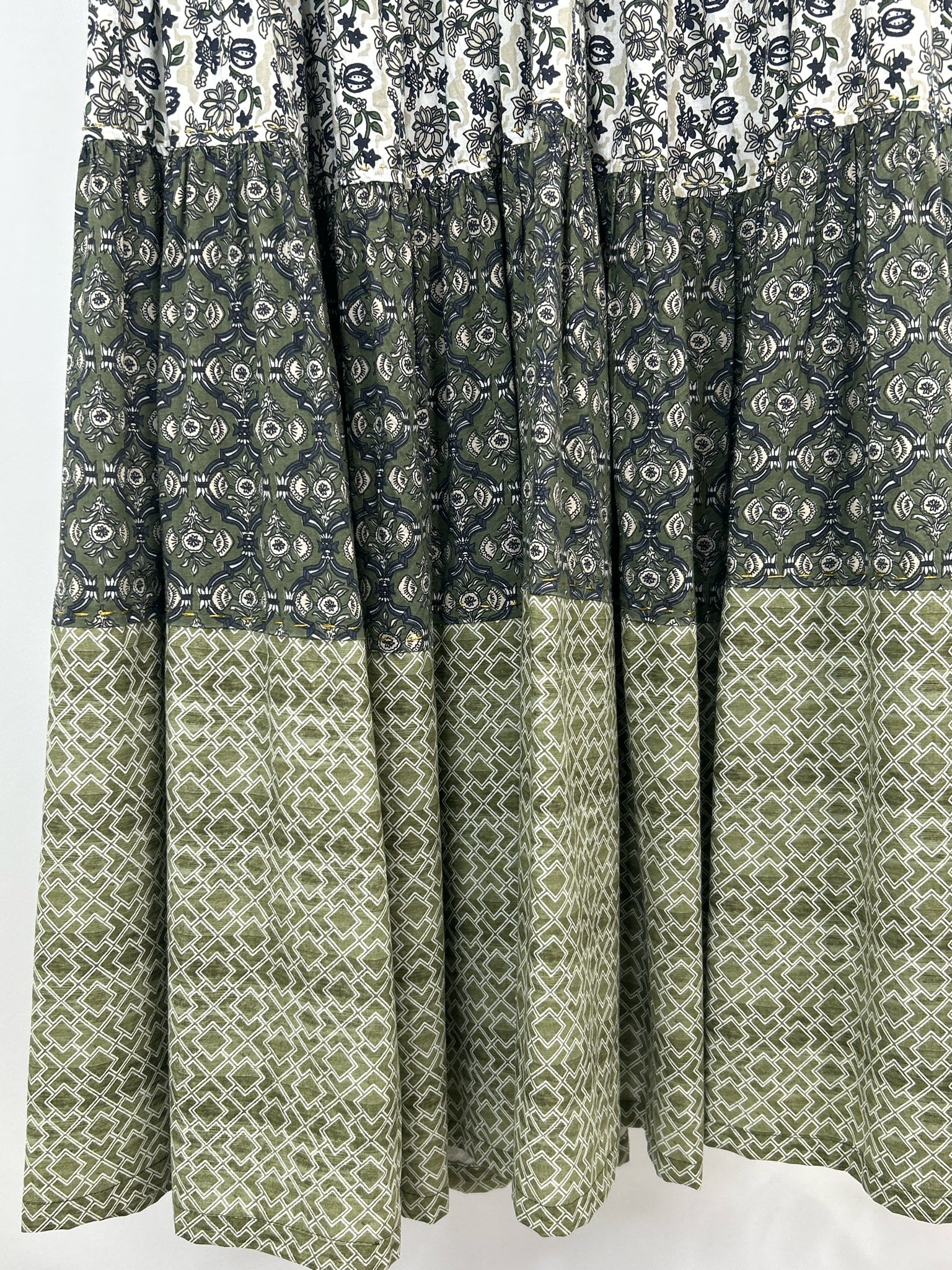 CHELSEA & THEODORE Size 1X/1T Olive Green Print Women Dress