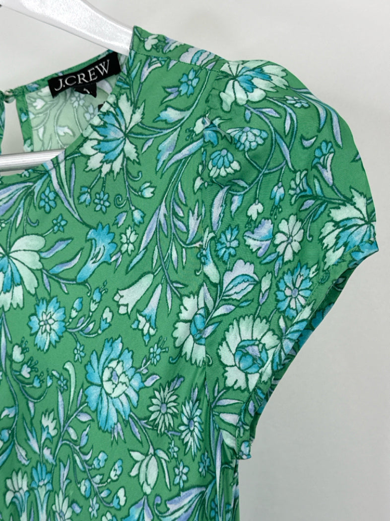 J.CREW Size 4 Green Floral Women Dress