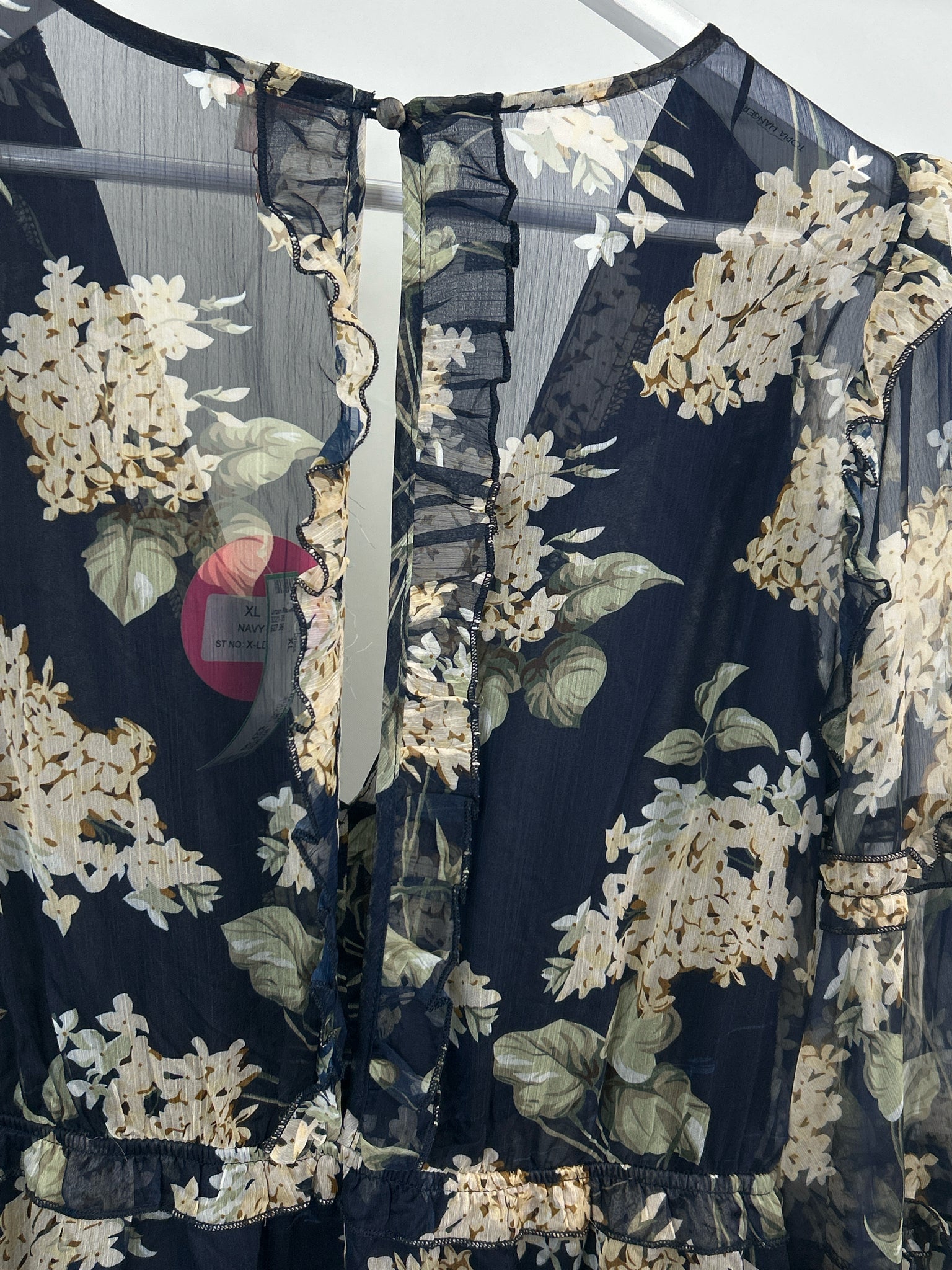LUXXEL Size XL Navy Print Women Dress NWT