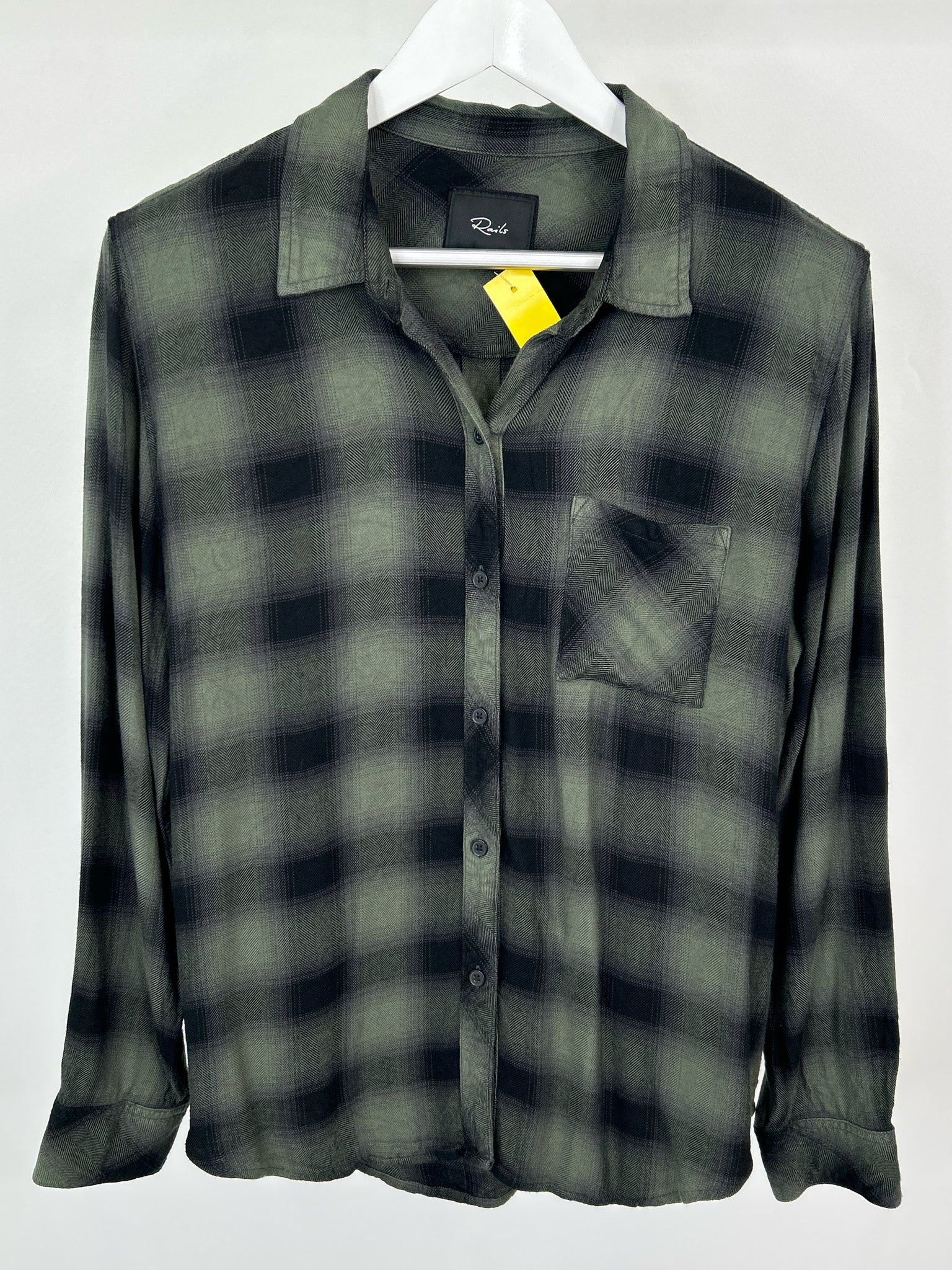 RAILS Size L Green Plaid Women Blouse
