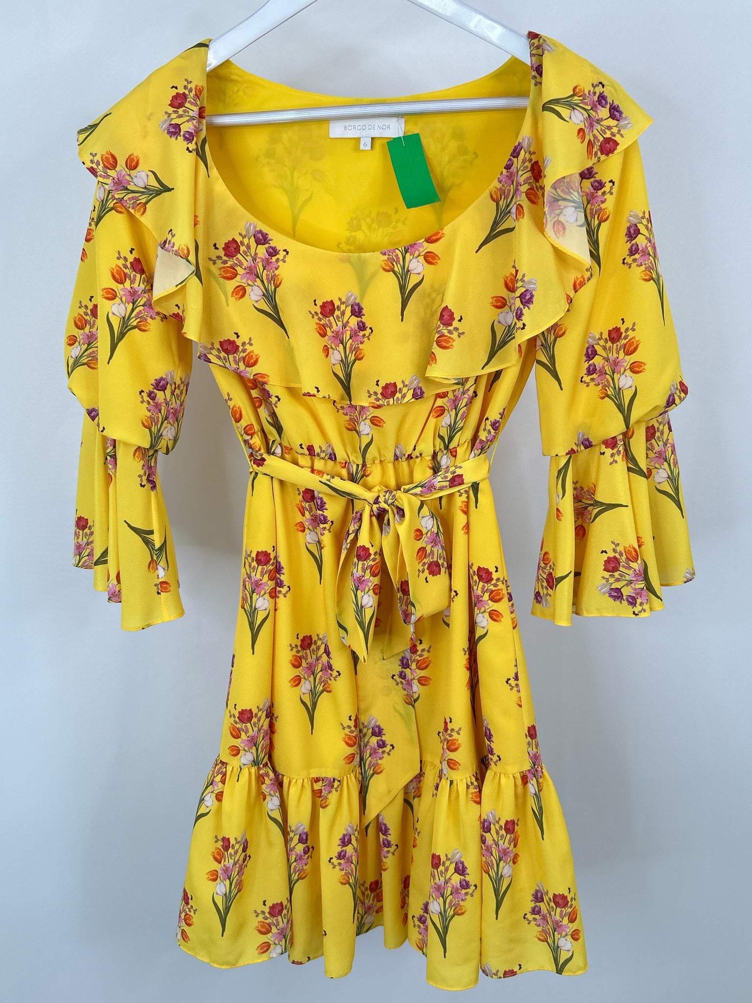 BORGO DE NOR Size XS YELLOW FLORAL Women Dress