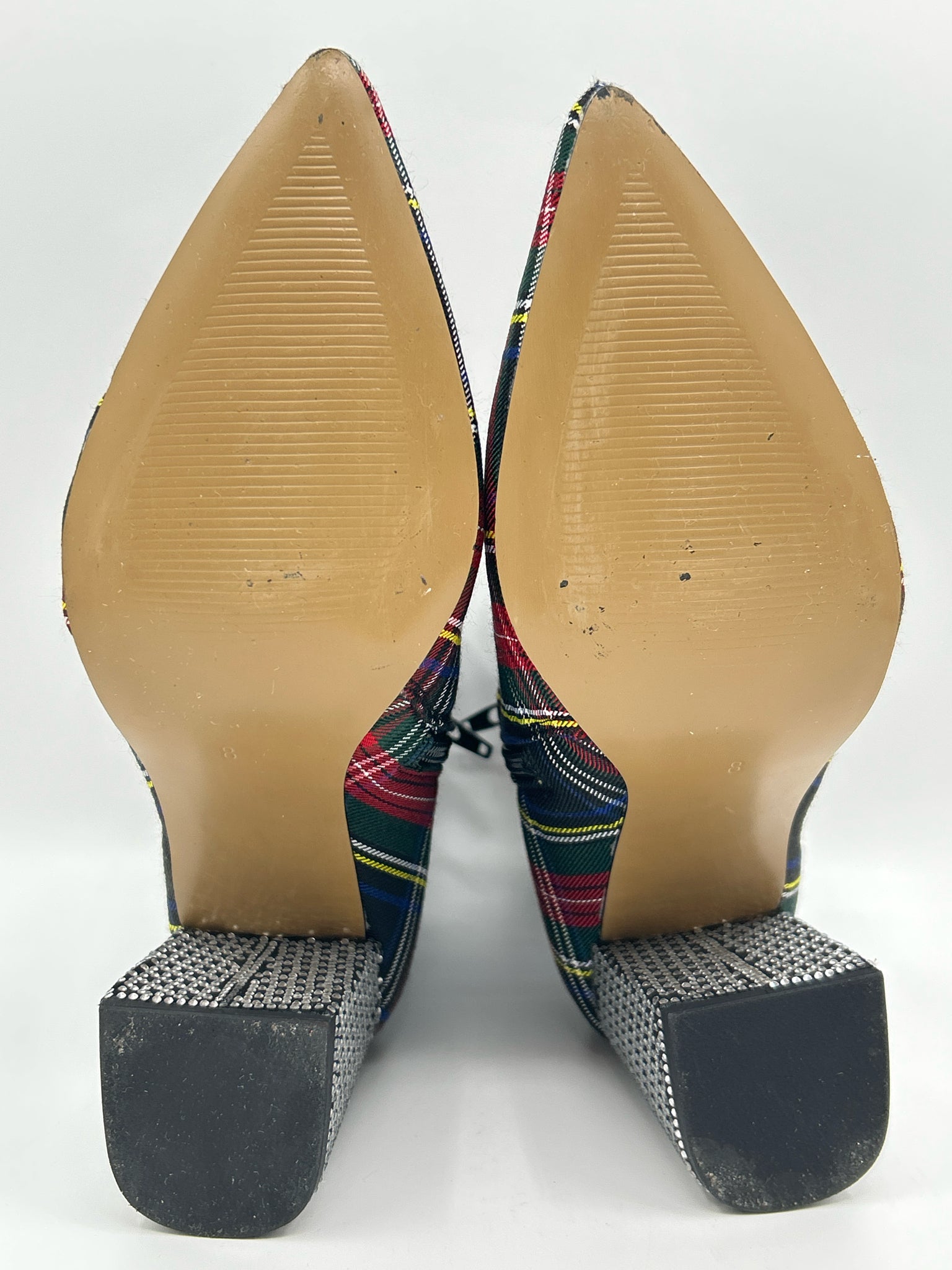 BETSEY JOHNSON Size 8M Navy plaid Women Booties