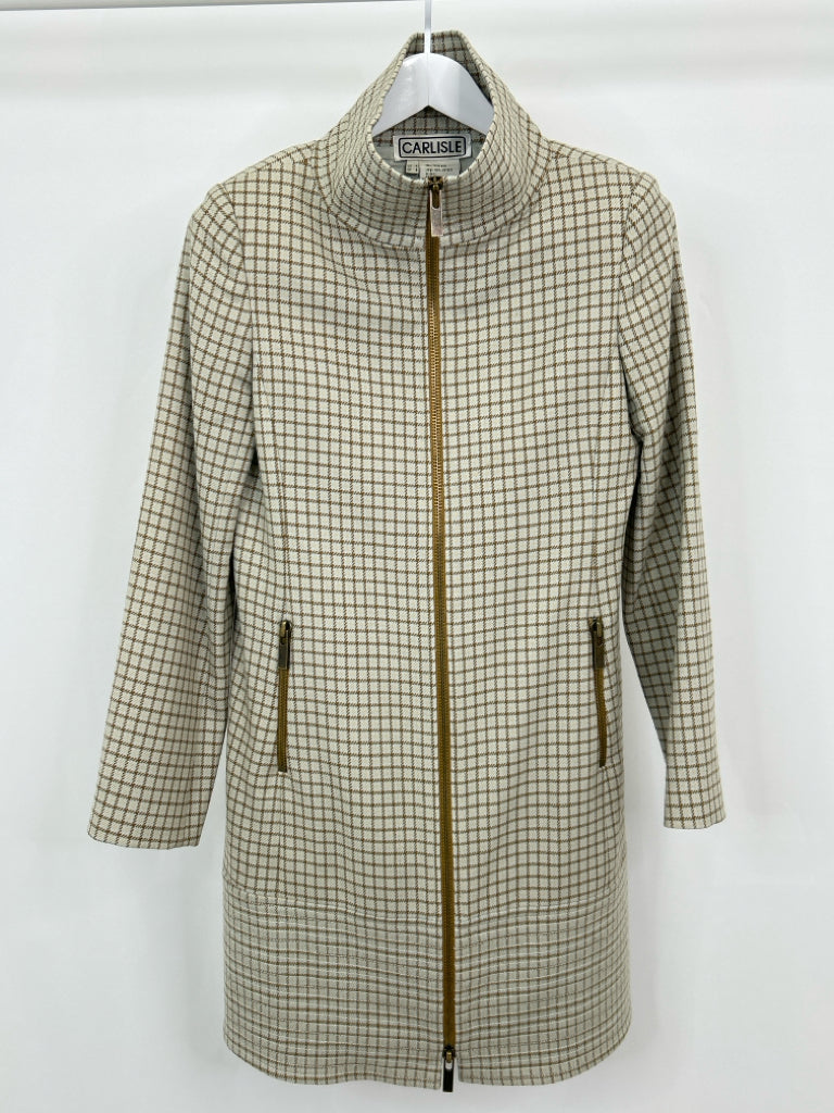 CARLISLE Women Size 4 Tan Plaid Wool Coat