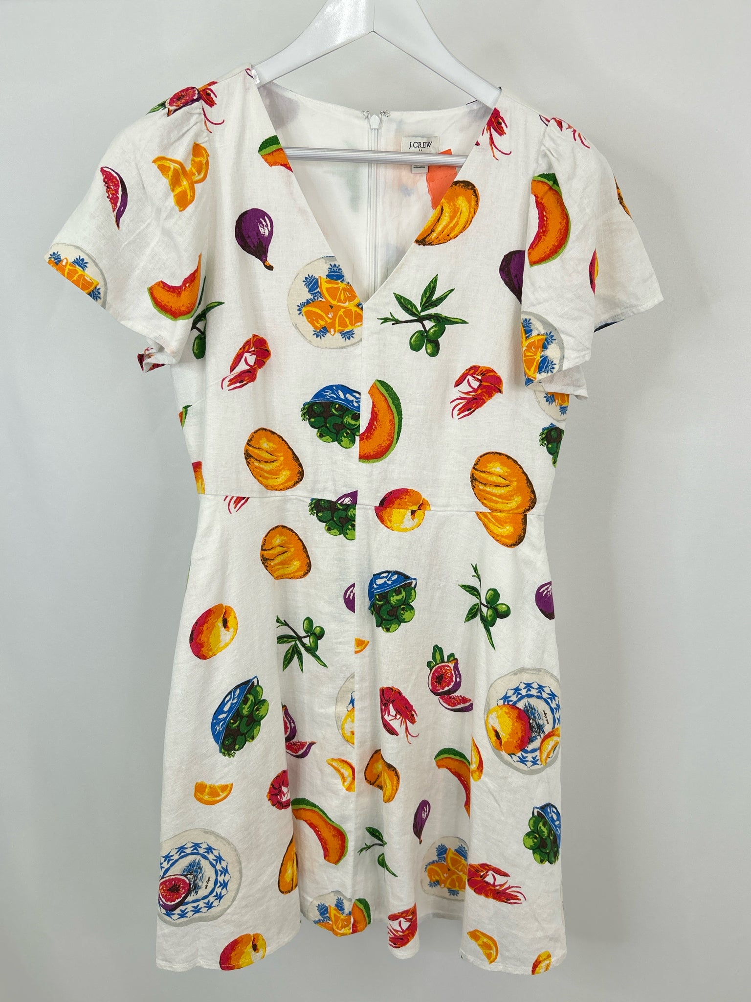 J CREW FACTORY Size 8 White Print Women Dress