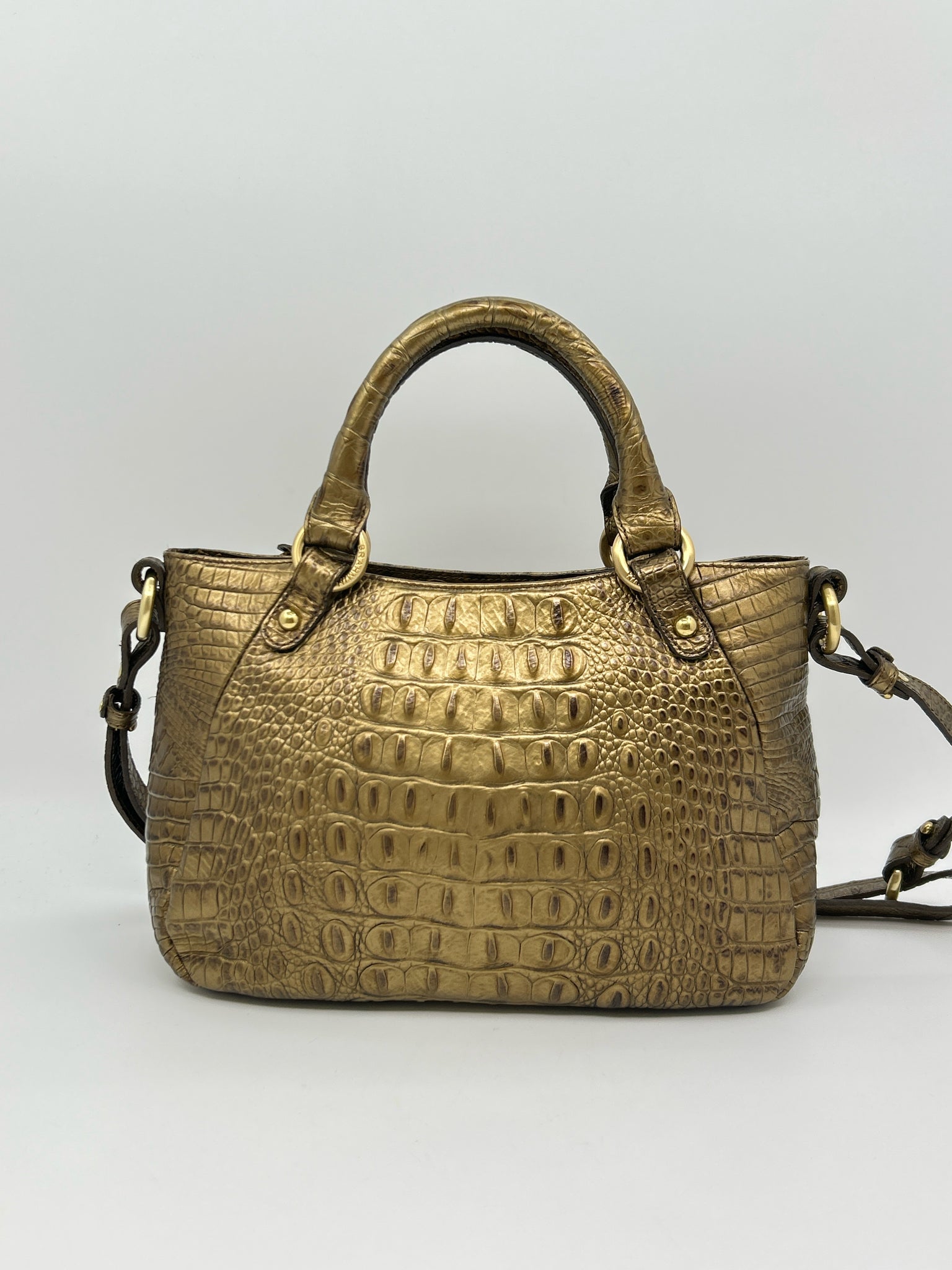 BRAHMIN gold metallic Women Purse