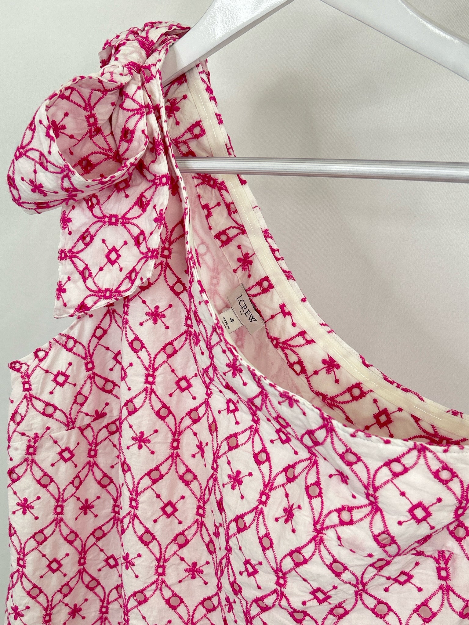 J CREW Size 4 FUSCHIA AND WHITE Women Dress