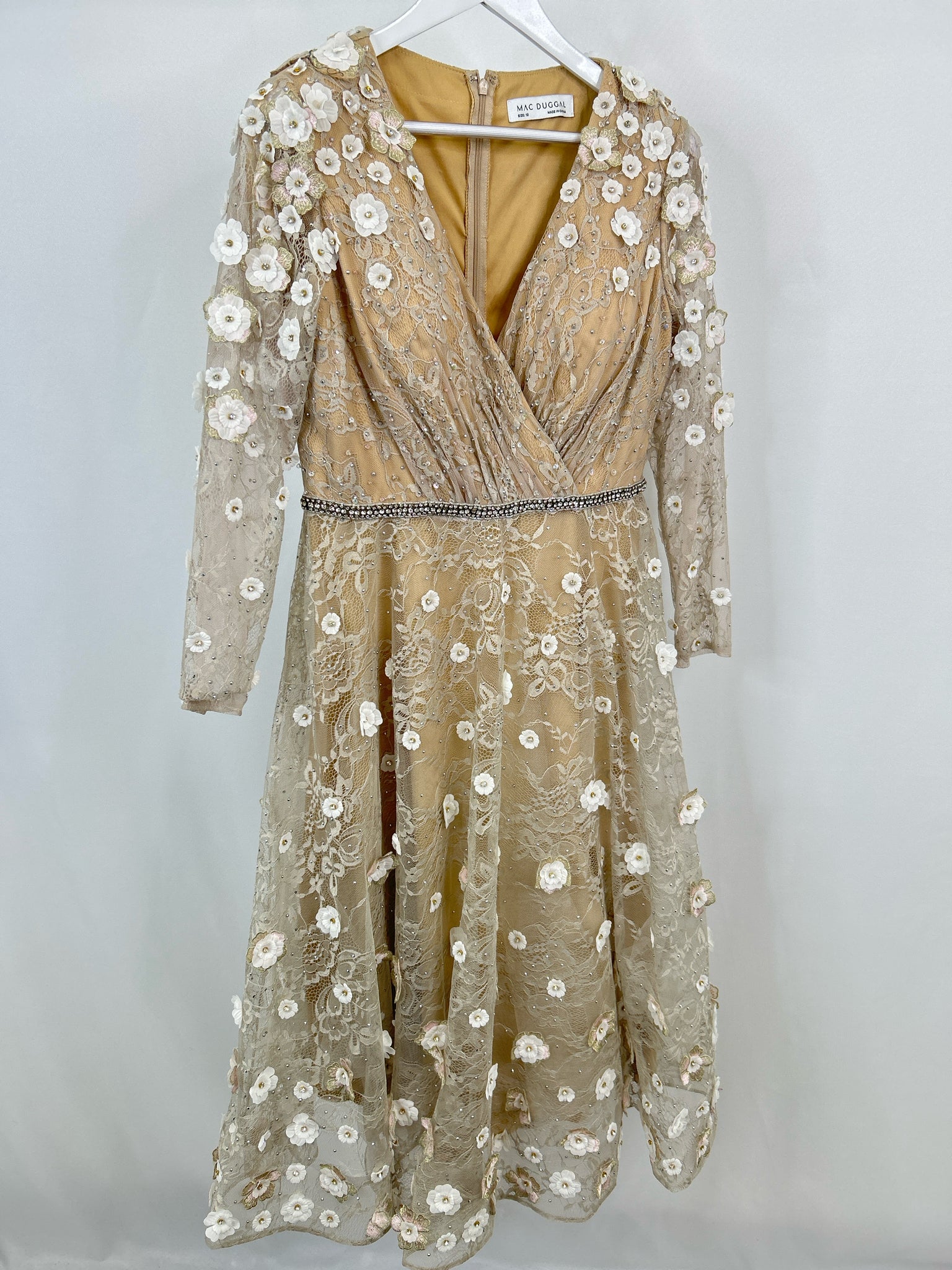 MAC DUGGAL Size 12 Beige Women Dress