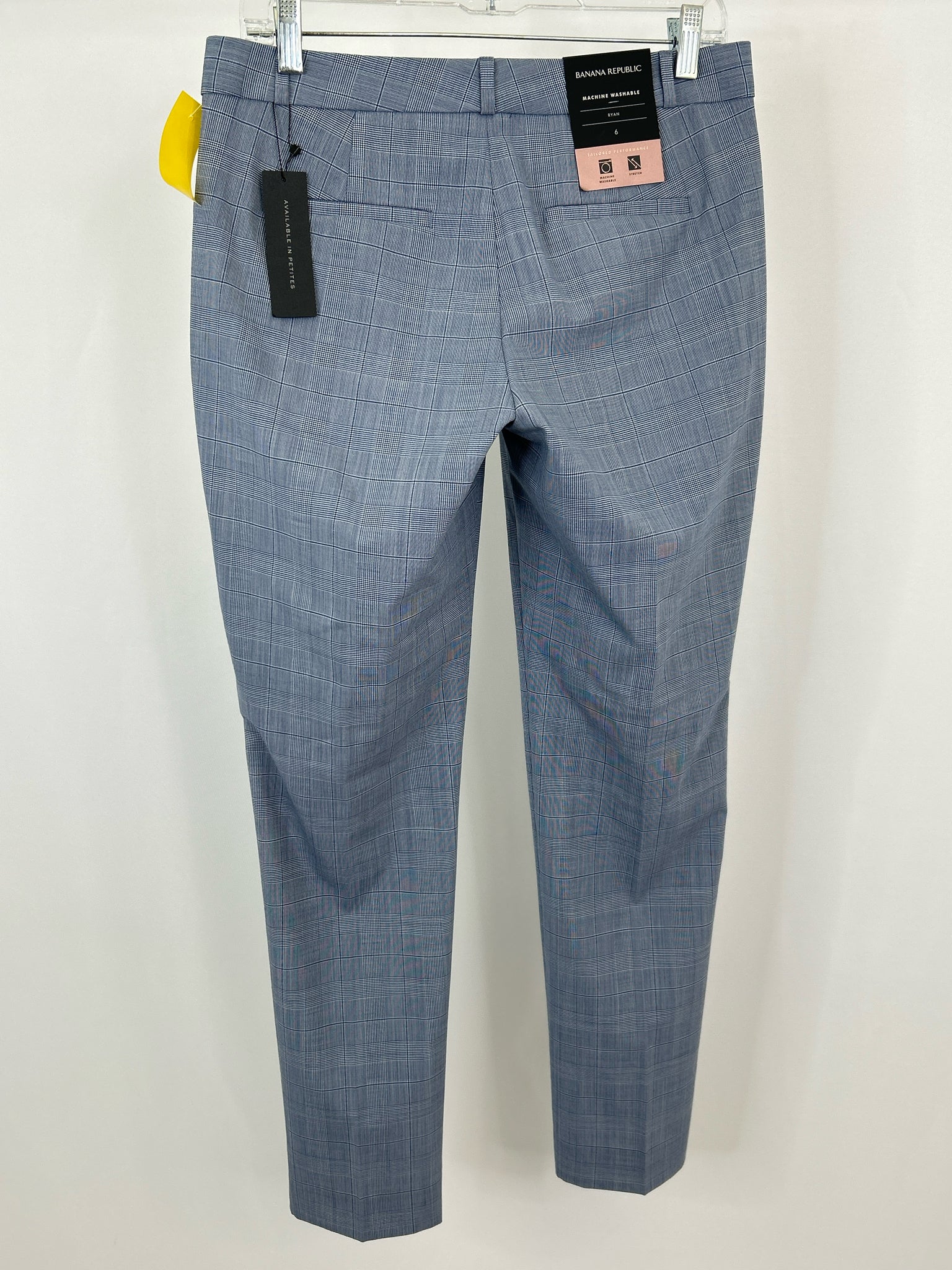 BANANA REPUBLIC NWT Size 6 Blue Plaid Women Pants