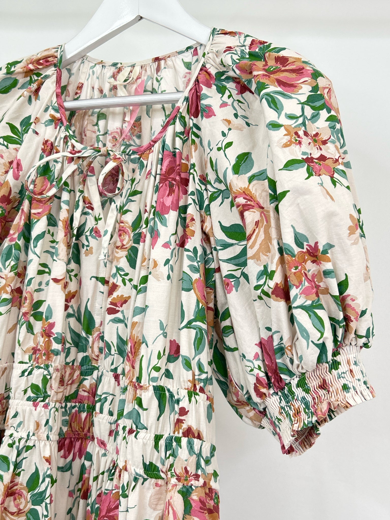 BY ANTHROPOLGIE Size L Green Floral Women Dress