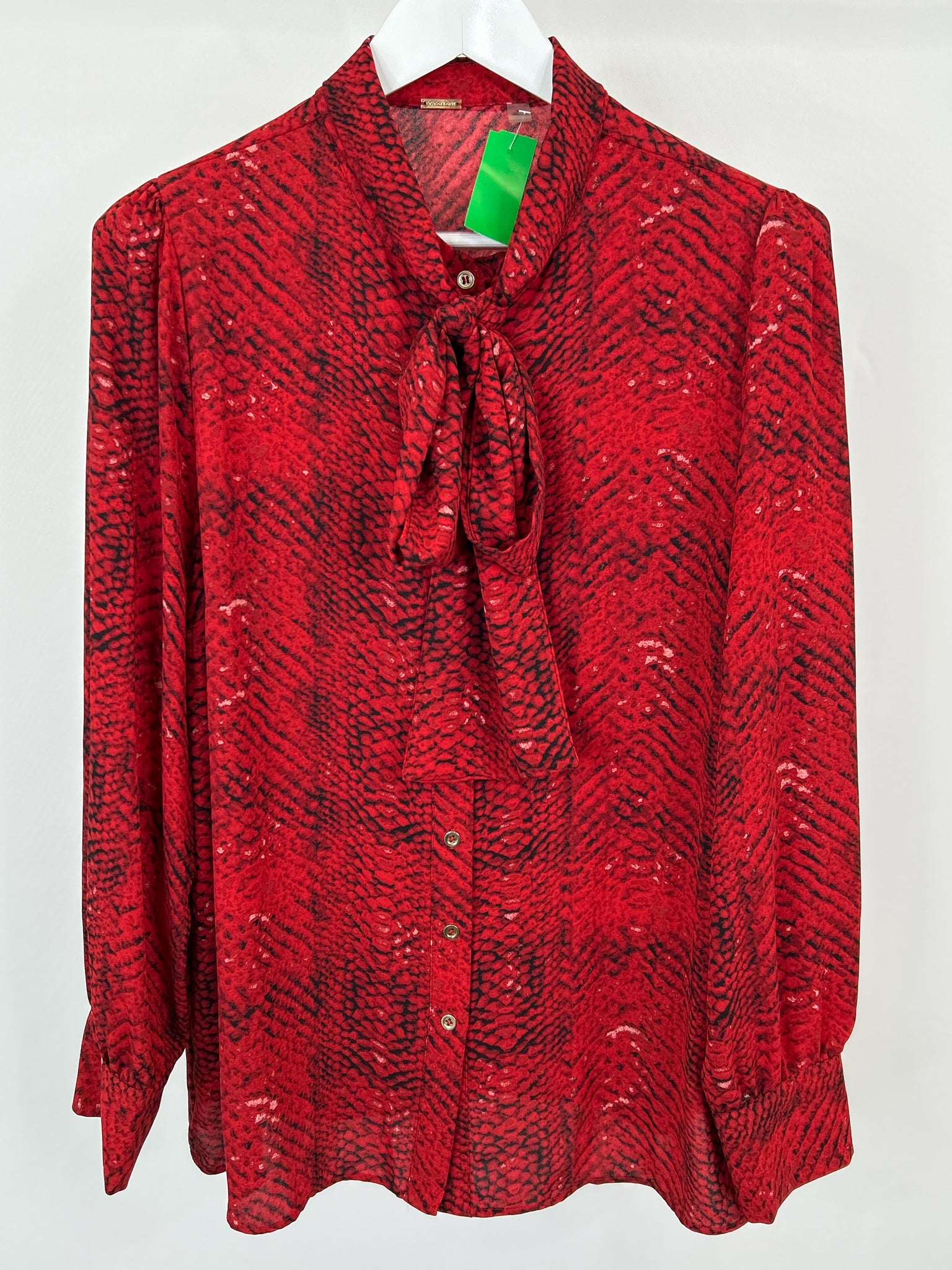 T TAHARI Size XL Red and Black Women Blouse