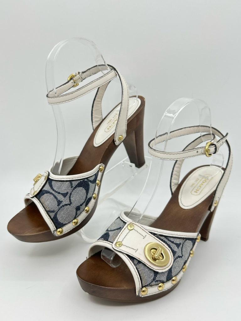 COACH Size 8.5 blue and white Women's Sandal