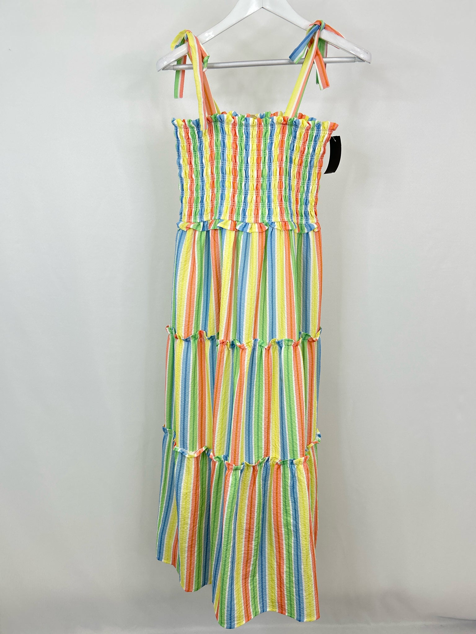 Aaron & Amber Size L Coral Striped Women Dress