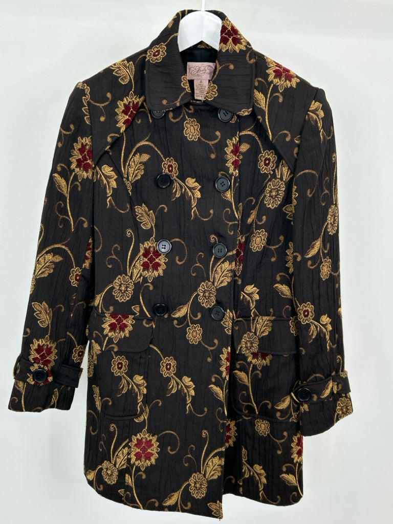 LOVELY Women Size 8 Brown floral Coat