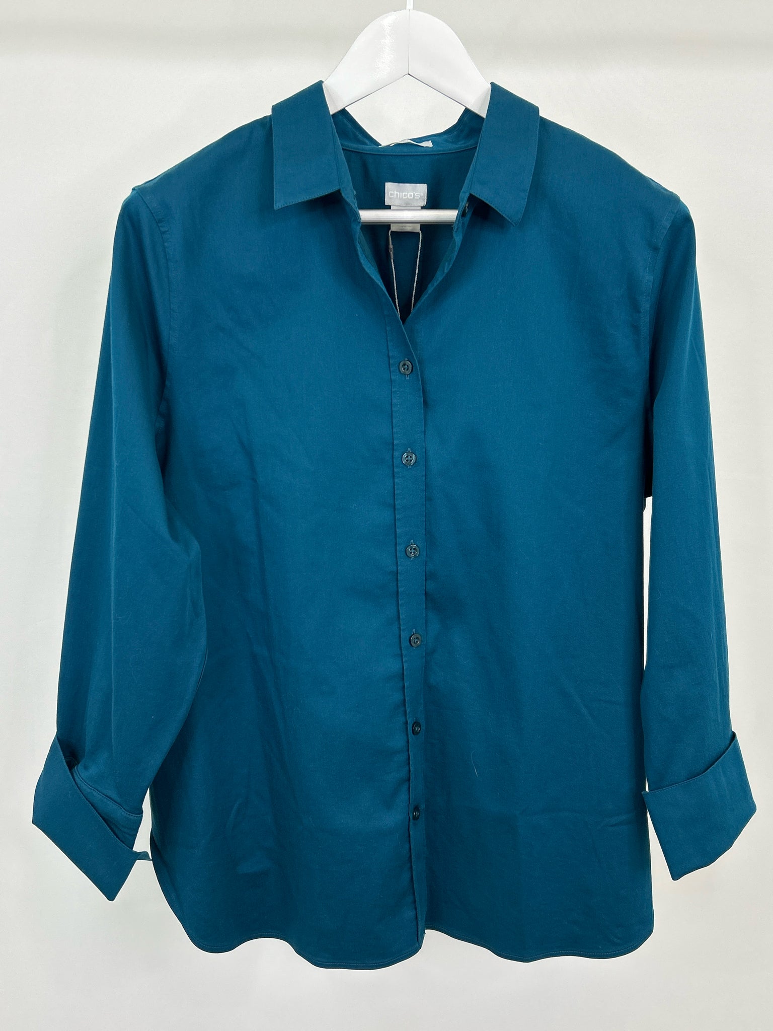 CHICO'S Size 16 Teal Women Shirt