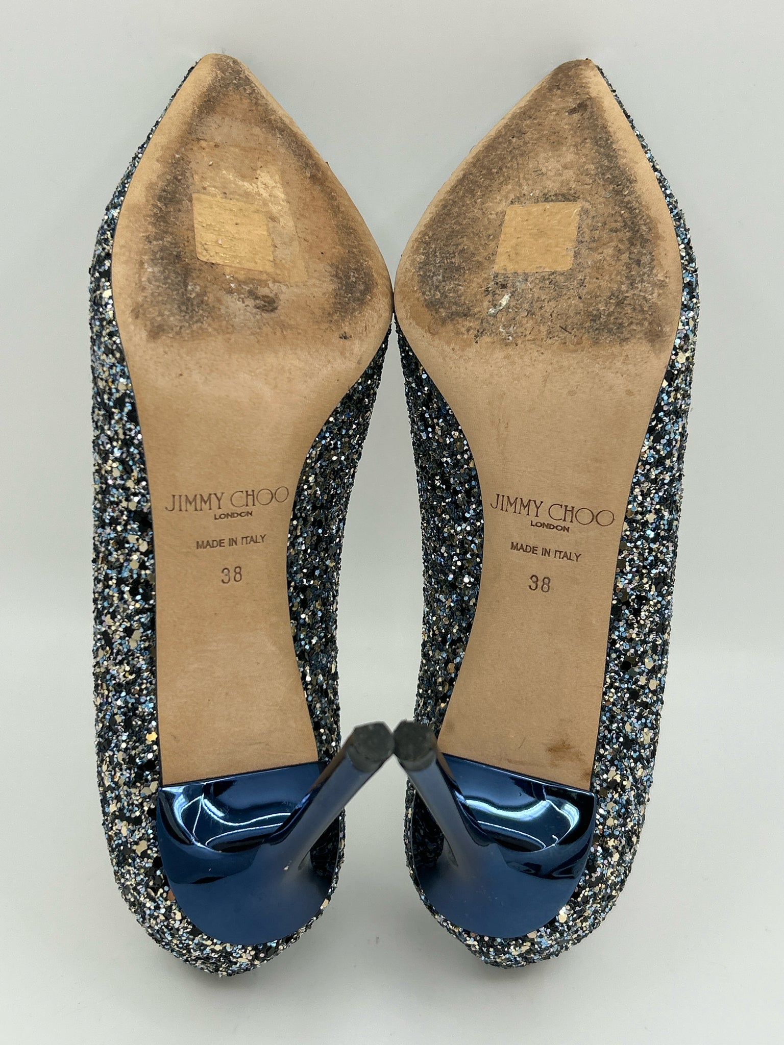 JIMMY CHOO EU Size 38 Blue and Silver Women Pumps