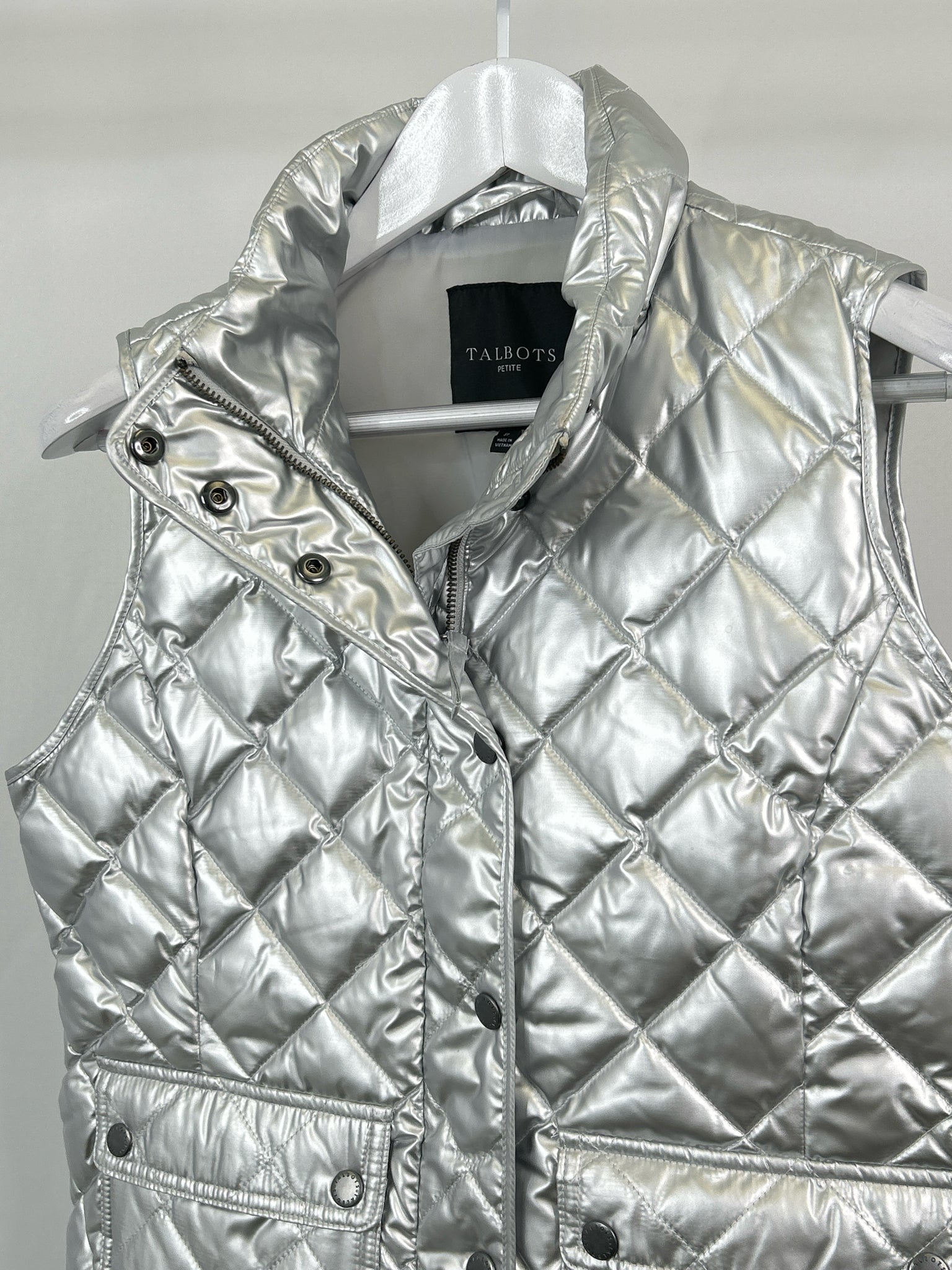 TALBOTS NWT Size ps METALLIC SILVER Women Vest