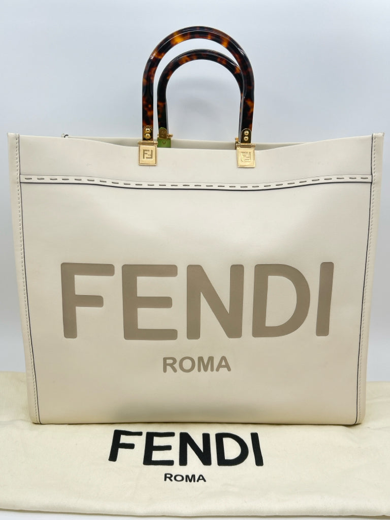 FENDI Large Sunshine Shoper Cream Tote
