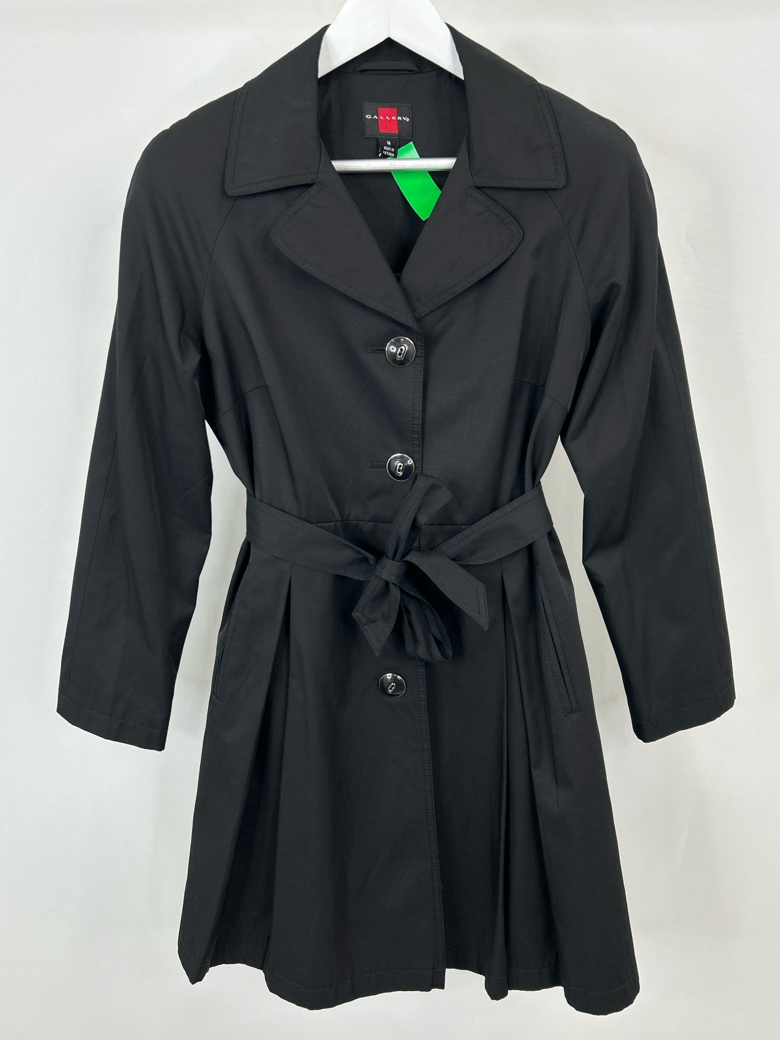 GALLERY Size M Black Women Trench Coat