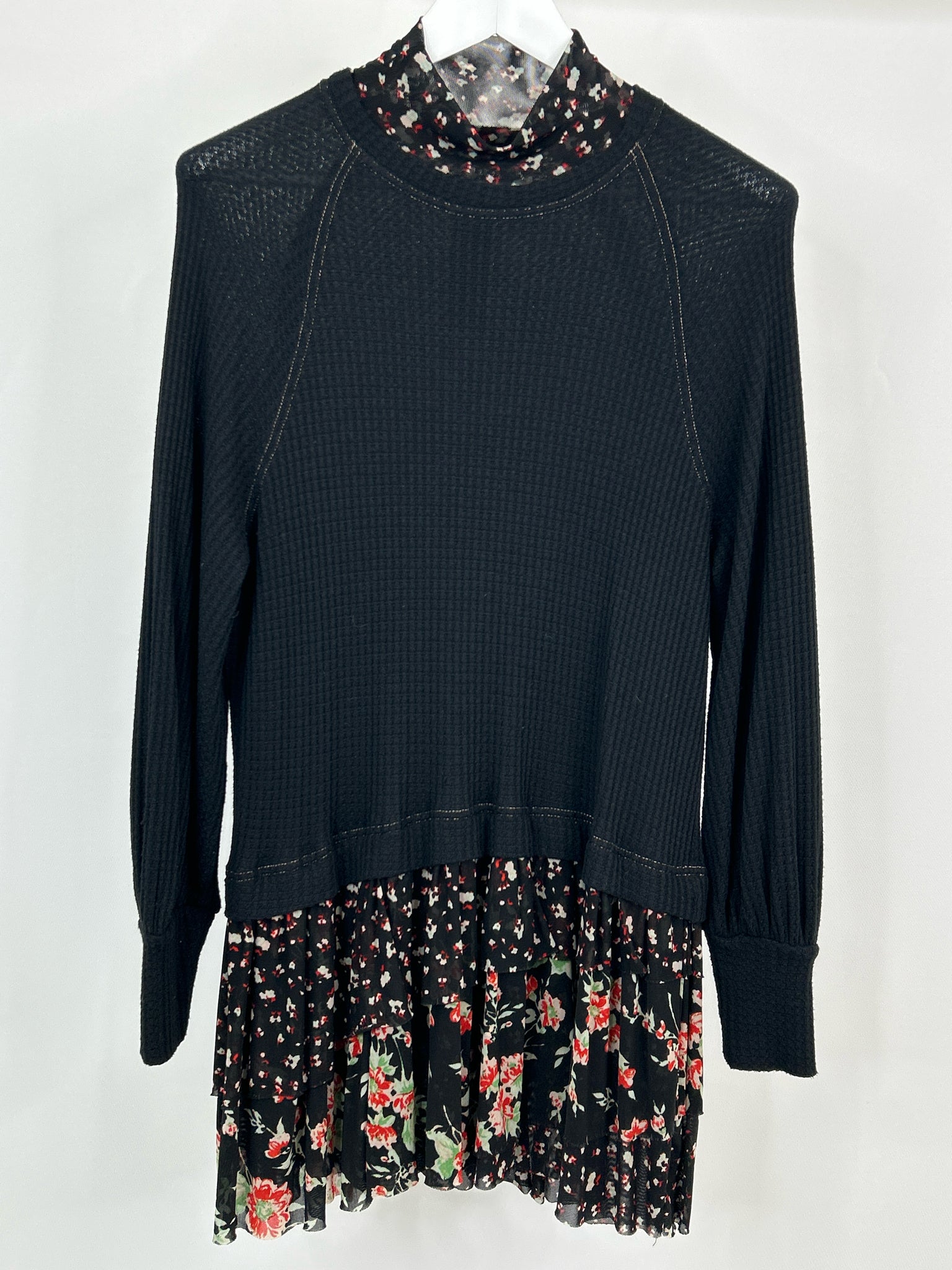 FREE PEOPLE Size XS Black Print Women Tunic Dress