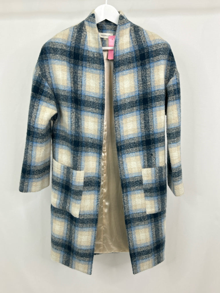 SUGAR LIPS Women Size S Blue Plaid Coat