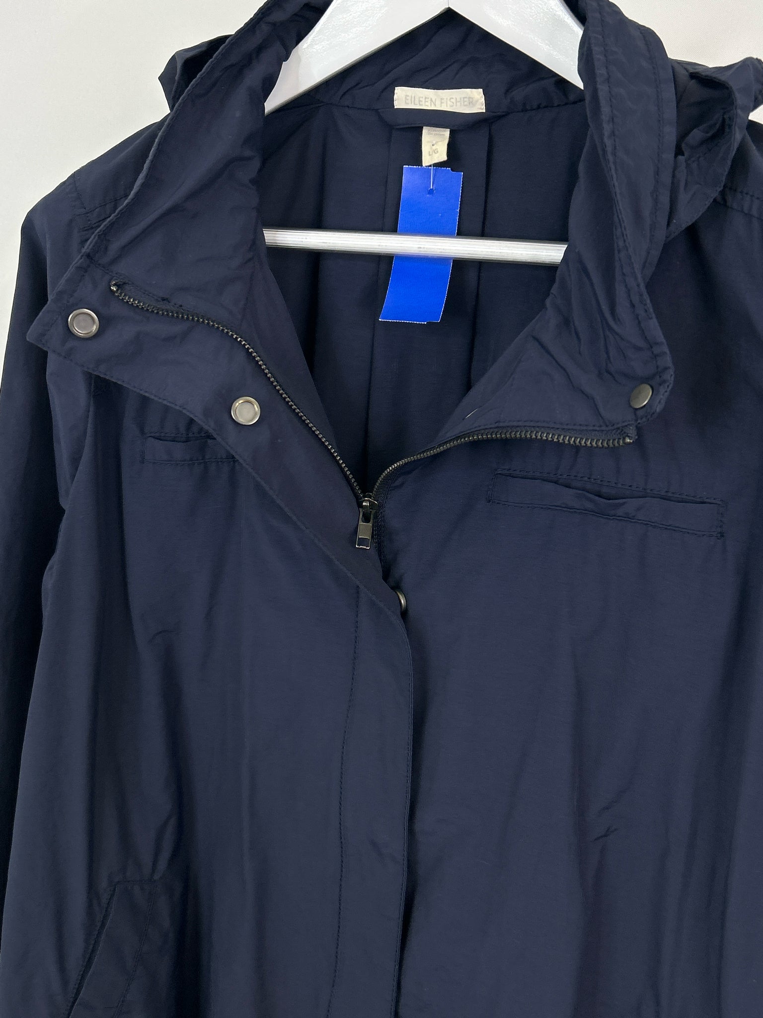 EILEEN FISHER Size L Navy Women Raincoat