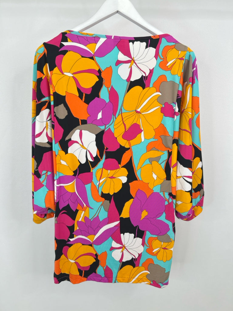 TRINA TURK Size L BLACK AND ORANGE Women's Cover-Up