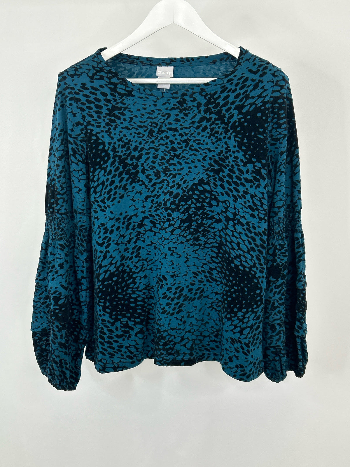 CHICO'S Size L Teal Print Women Top