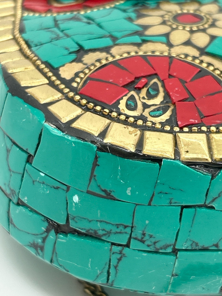 ANTIK KRAFT Teal and Red Women's Purse