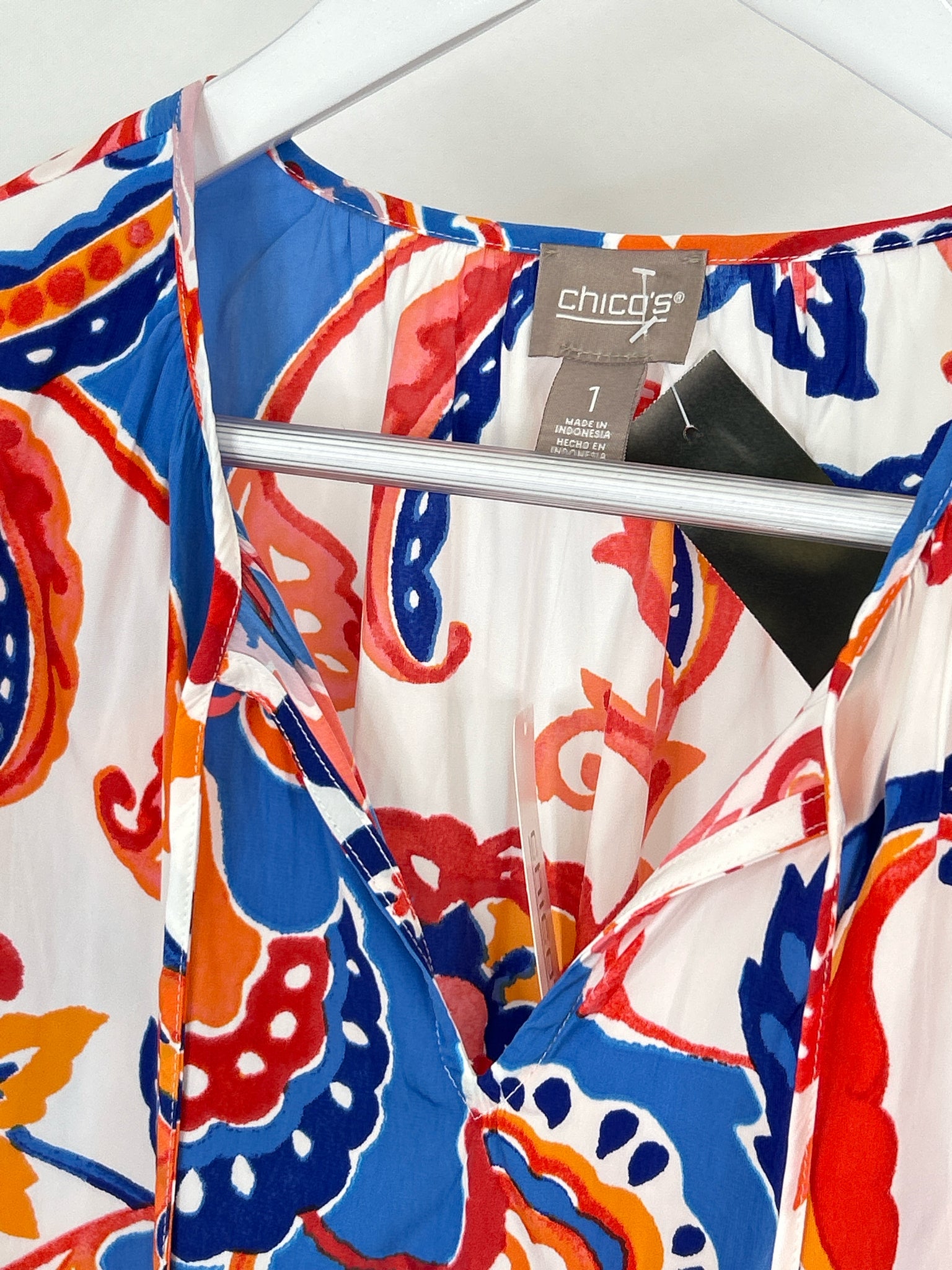 CHICO'S Size M blue & orange Women Top