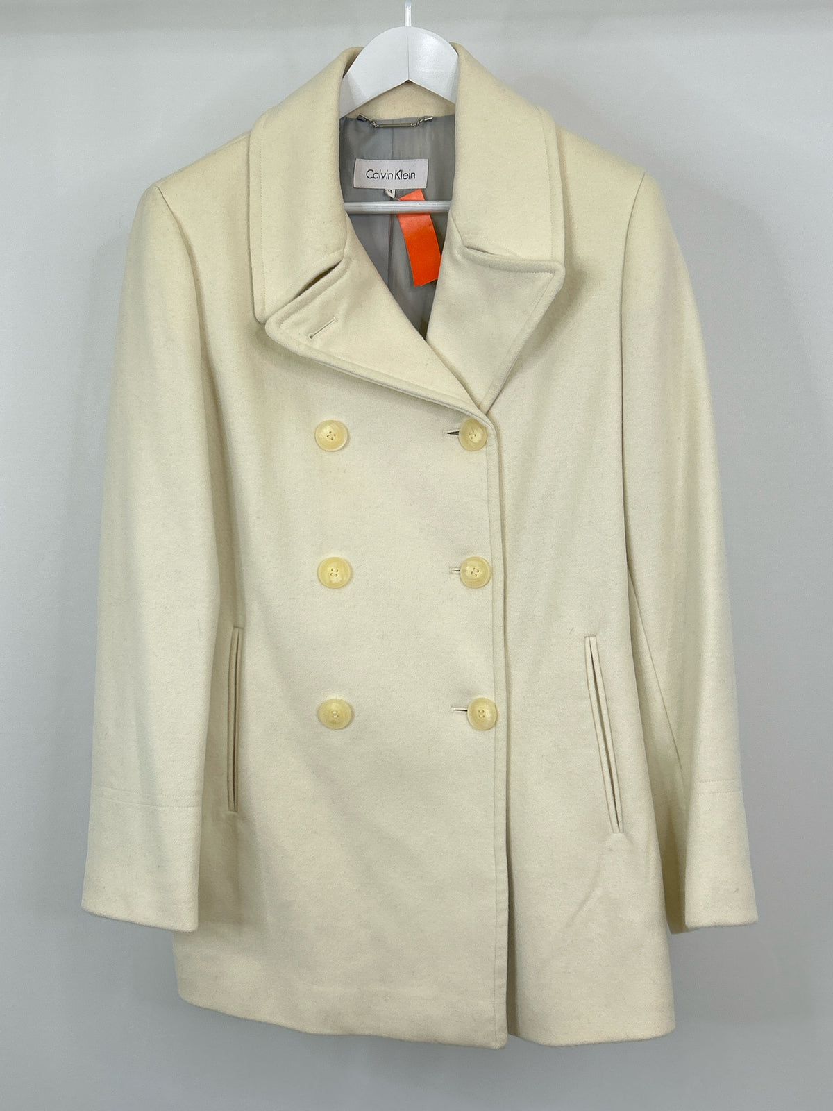 CALVIN KLEIN Size 14 Ivory Women Coat
