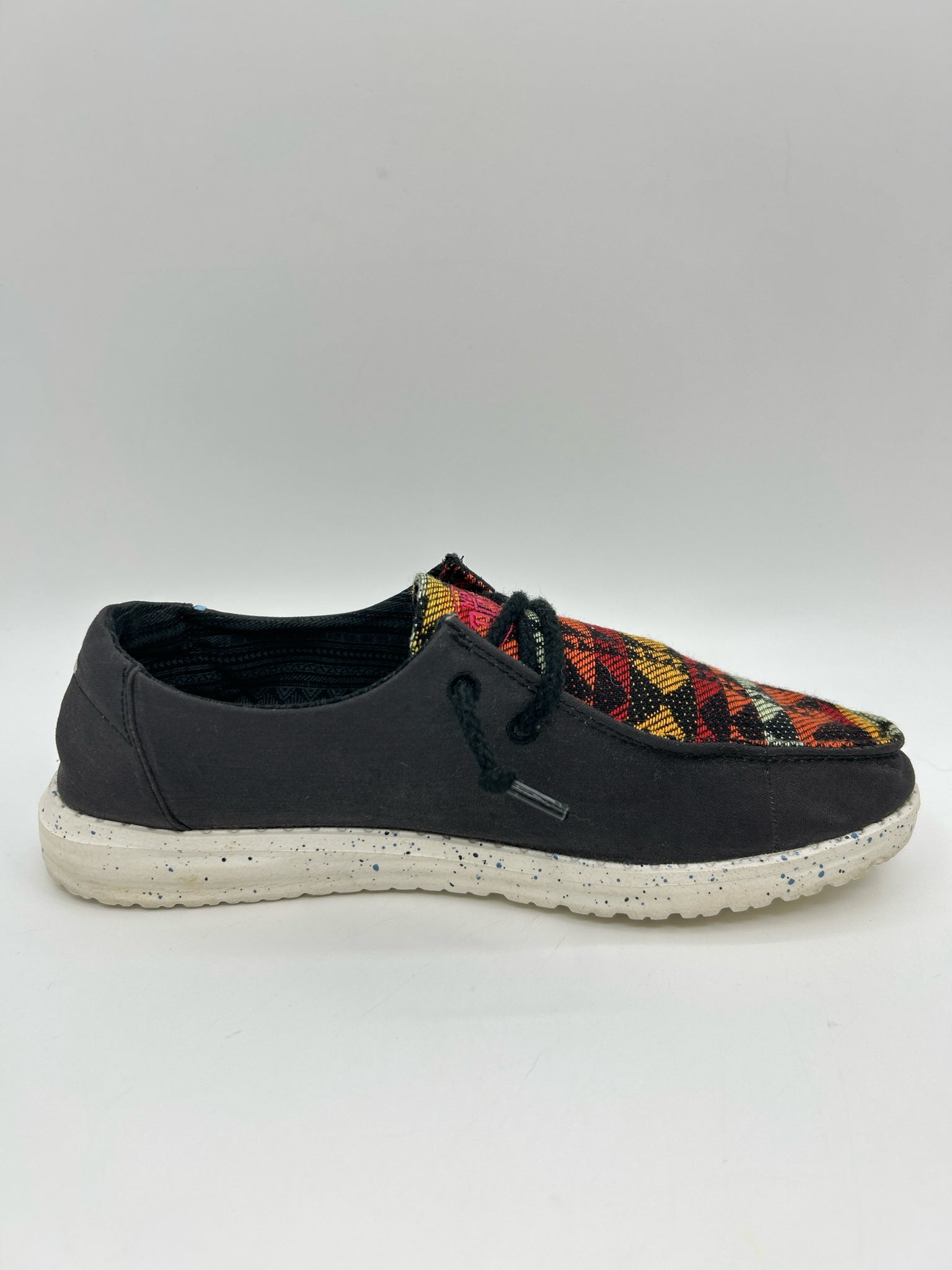 Hey Dude Size 7 Black Print Women Sneakers