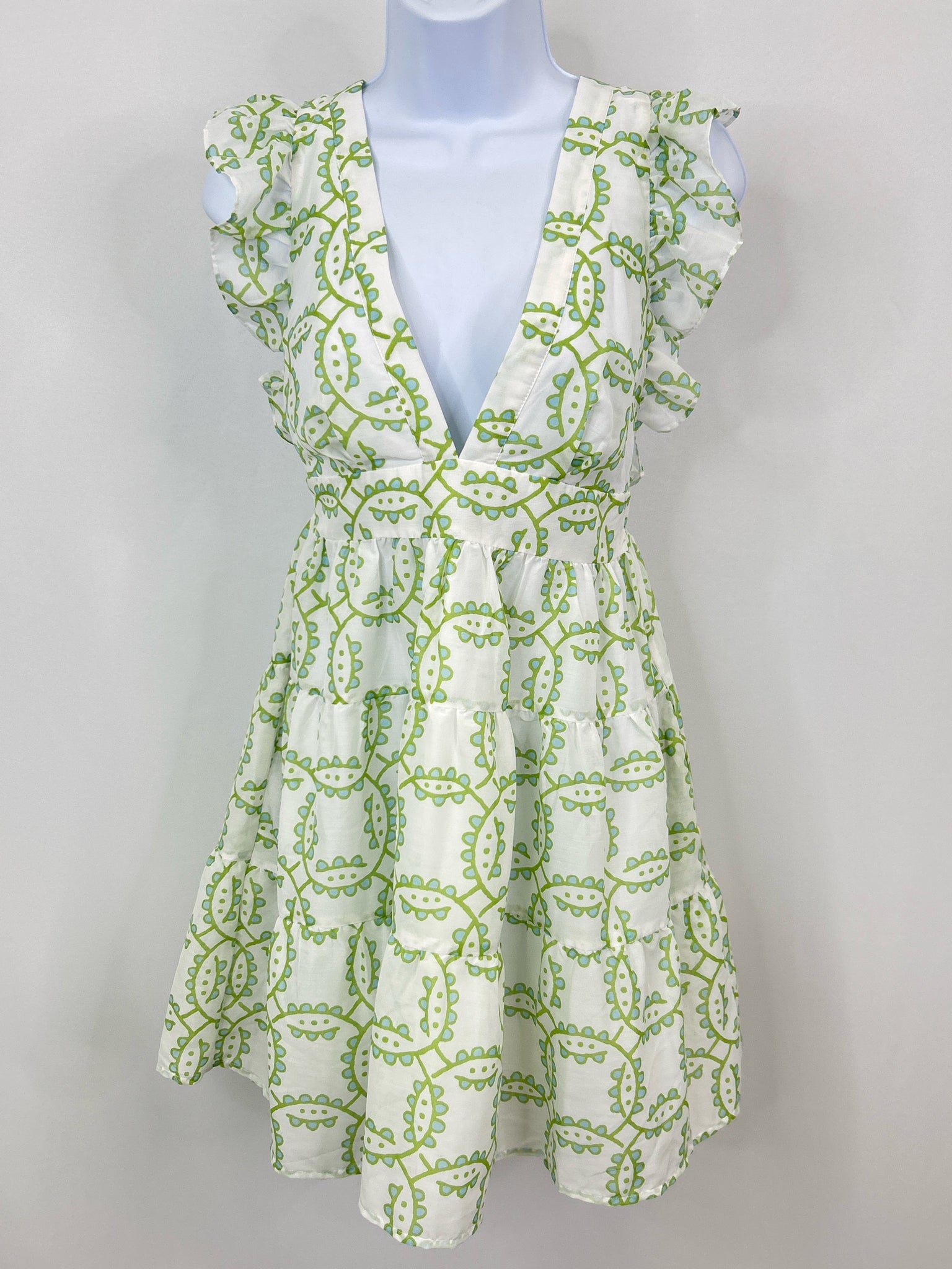 J. MARIE Size XS WHITE & GREEN Women Dress
