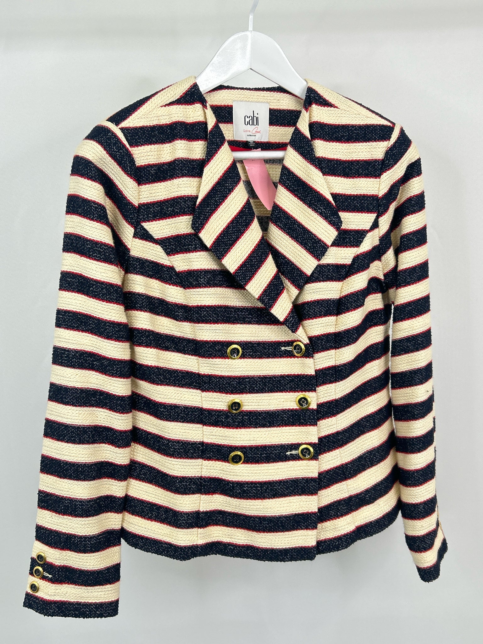 CABI Size 6 BEIGE AND NAVY Women Jacket