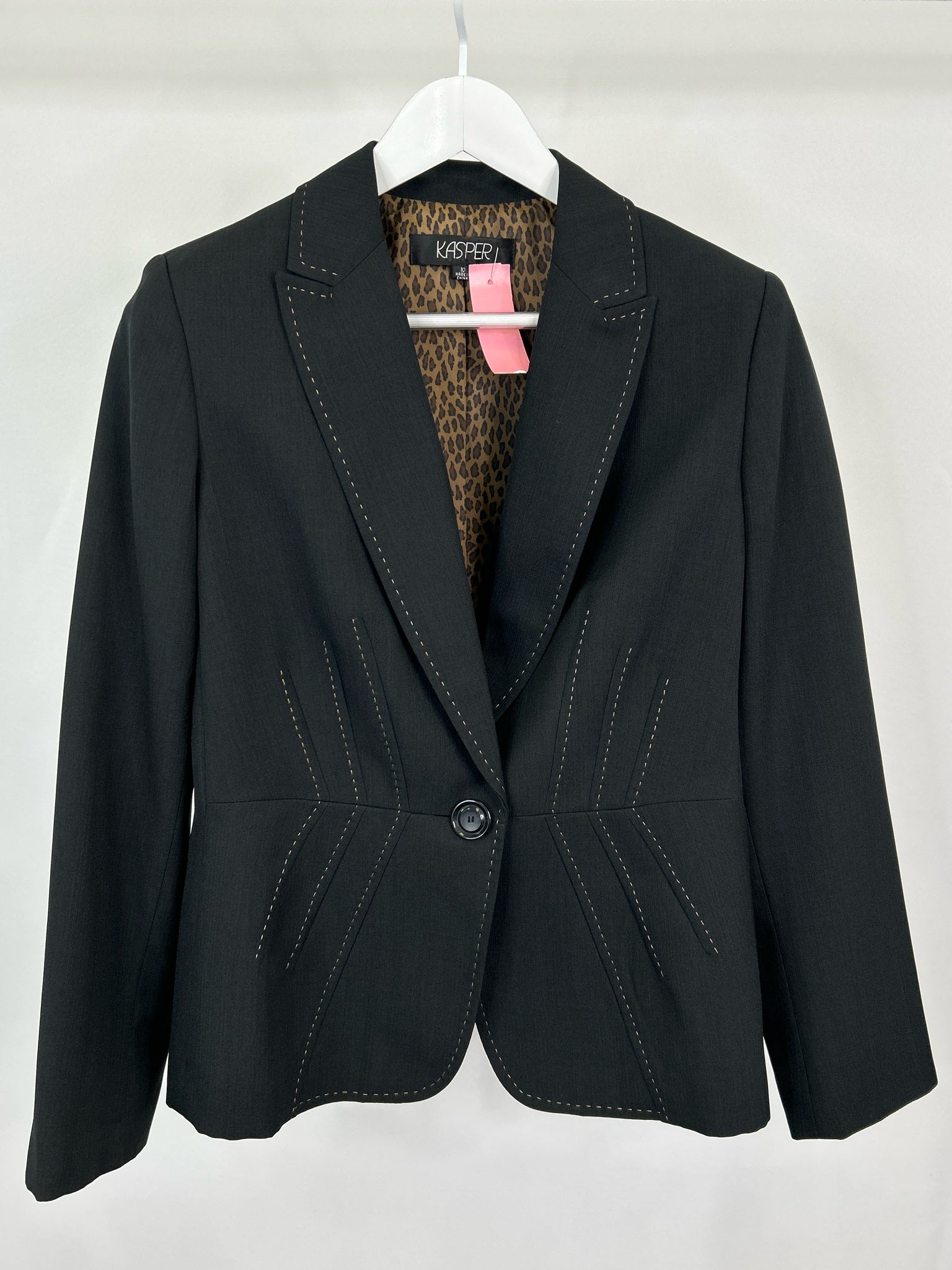 KASPER Size 10 Dark Grey Women 2-Piece w/Pants