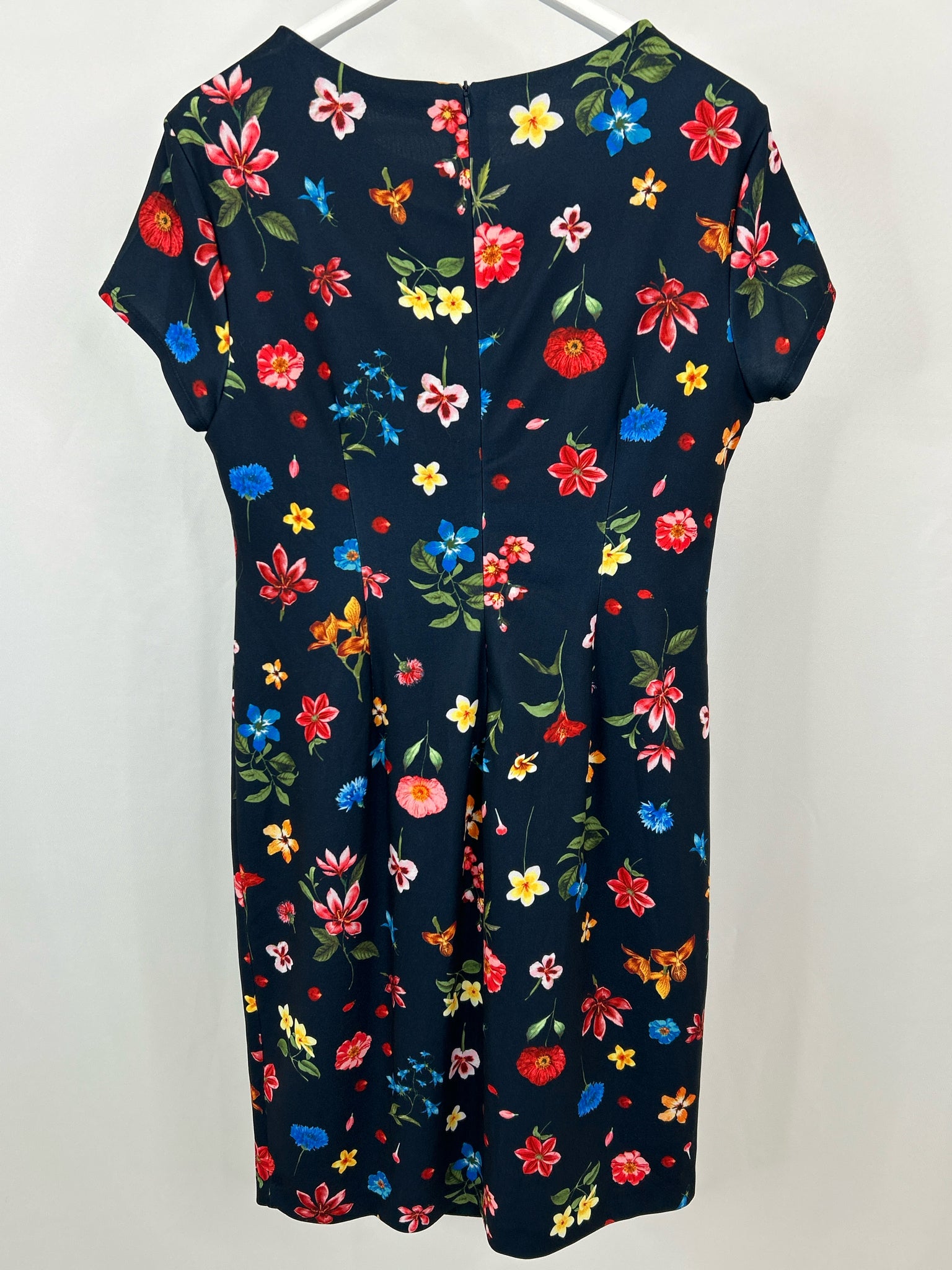 TAHARI Size 16 Navy Print Women Dress