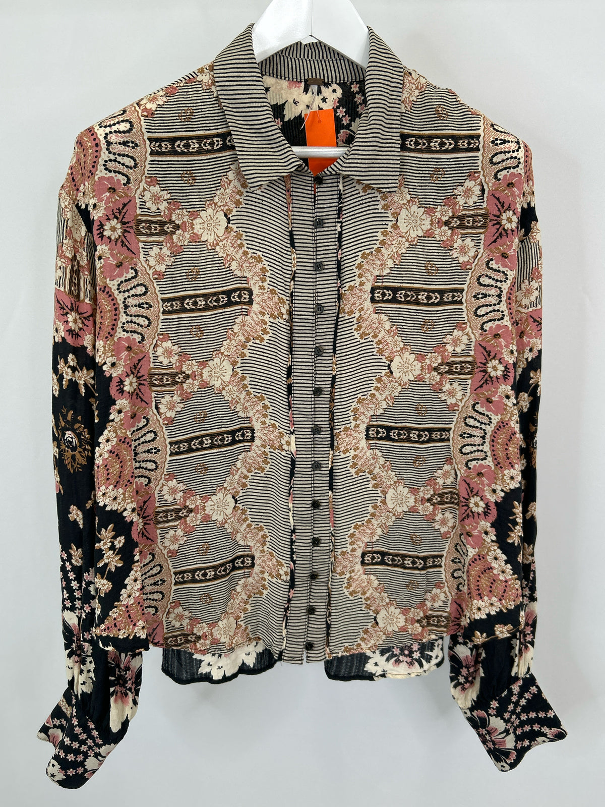 FREE PEOPLE Size M BLACK AND PINK Women Blouse