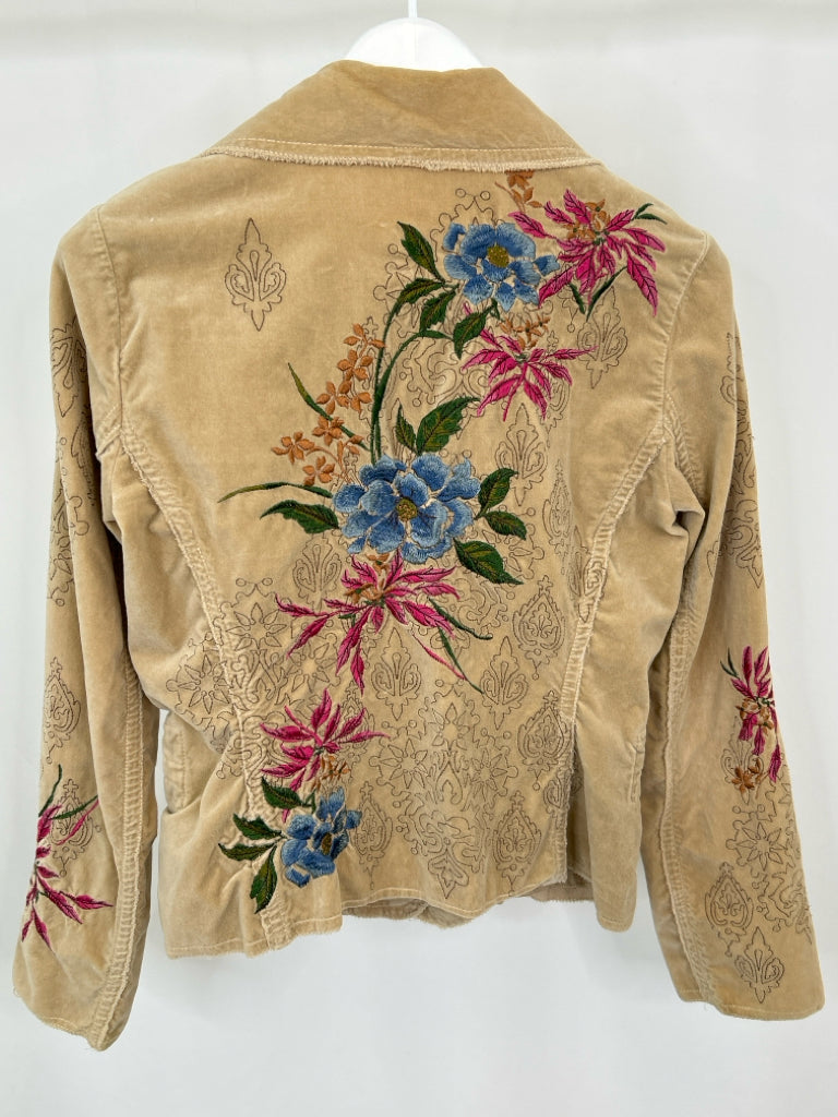 JOHNNY WAS Women Size S Tan floral Jacket