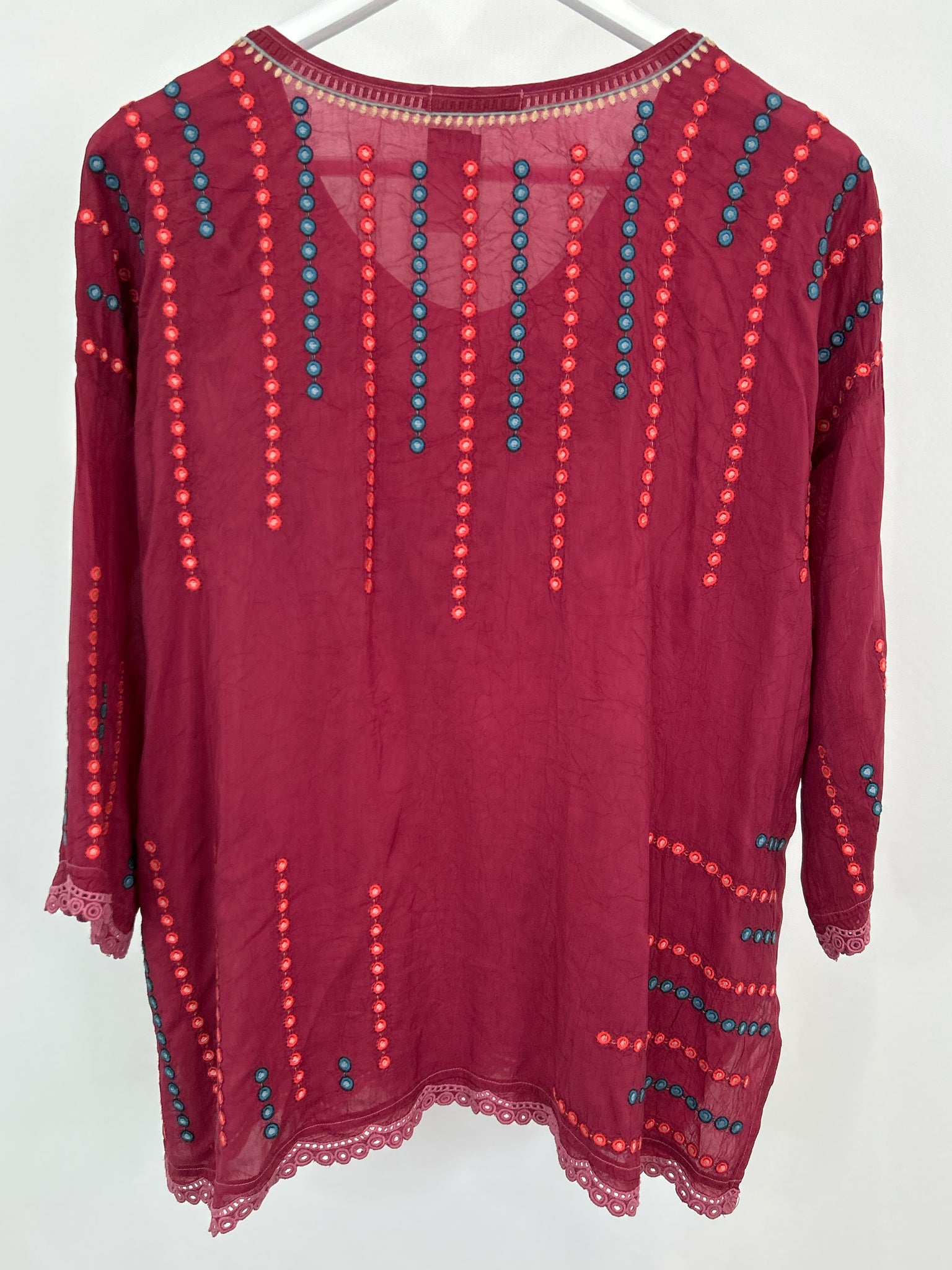 JOHNNY WAS Size M berry floral print Women Top