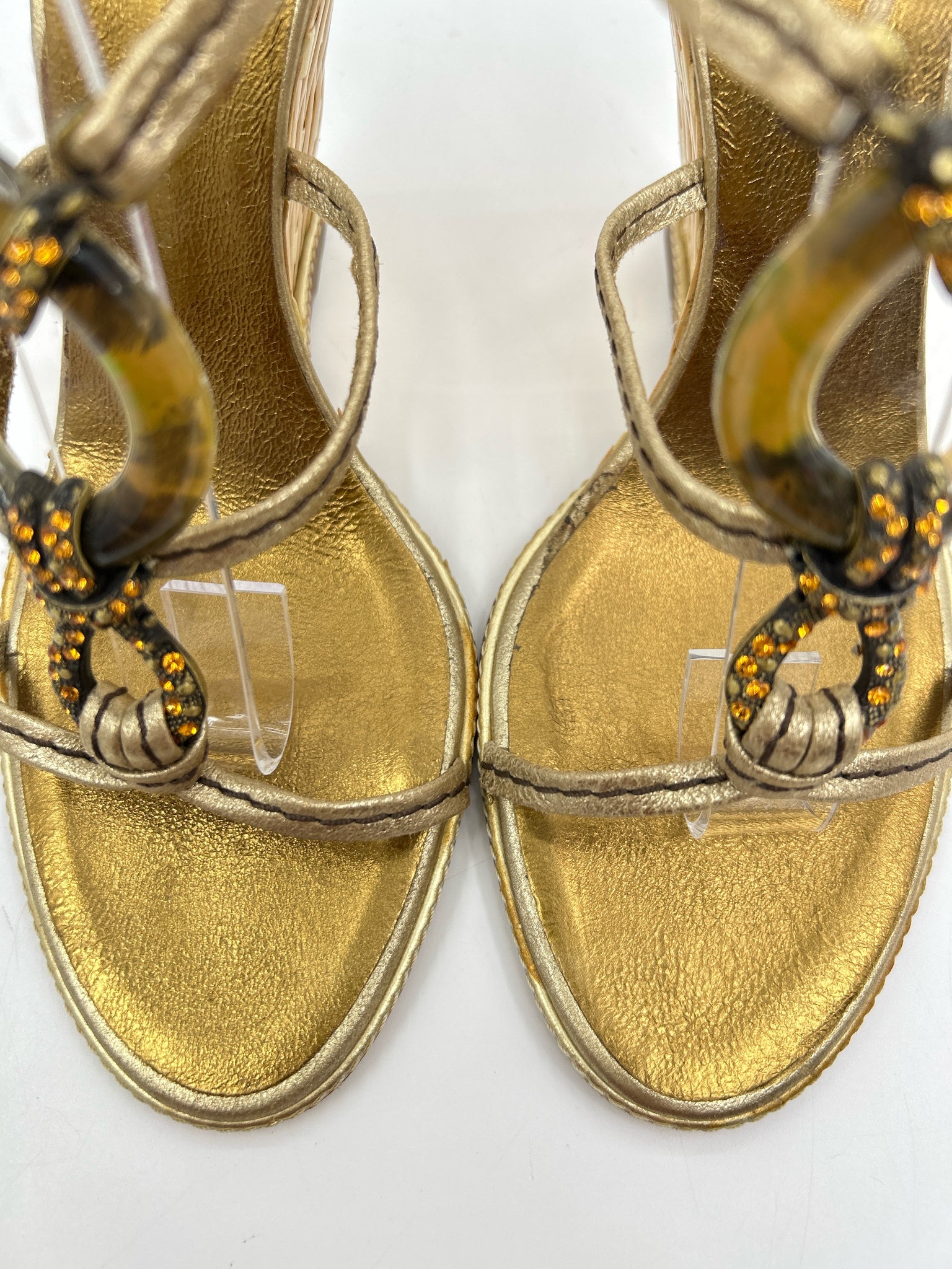 GIUSEPPE ZANOTTI Size 39 Gold Women Sandal
