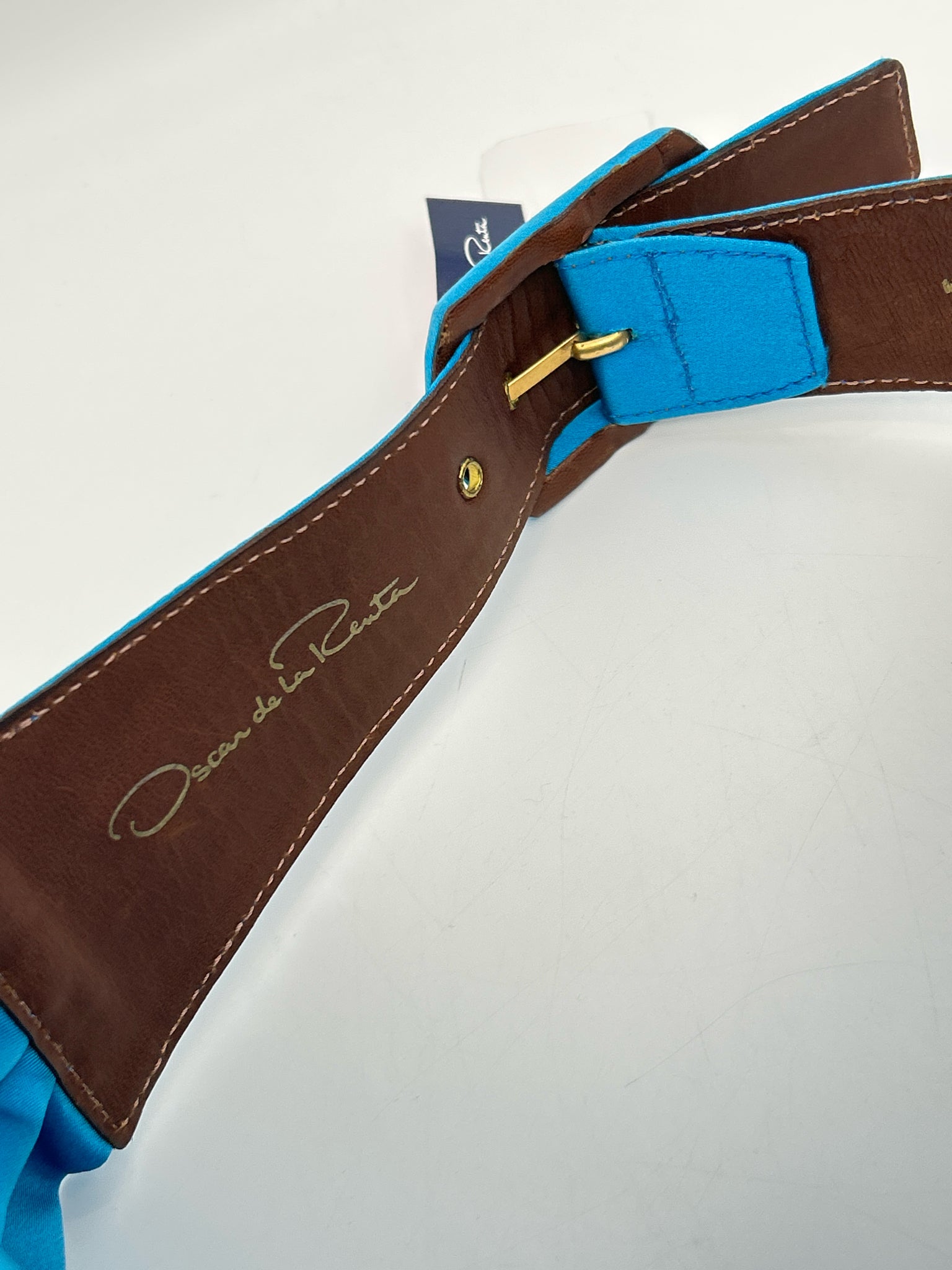 OSCAR DE LA RENTA Turquoise Satin Size M Belt NWT