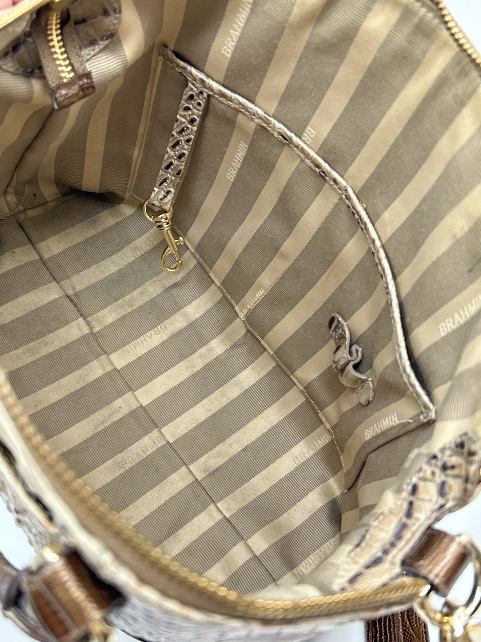 BRAHMIN Beige and Bronze Women Purse