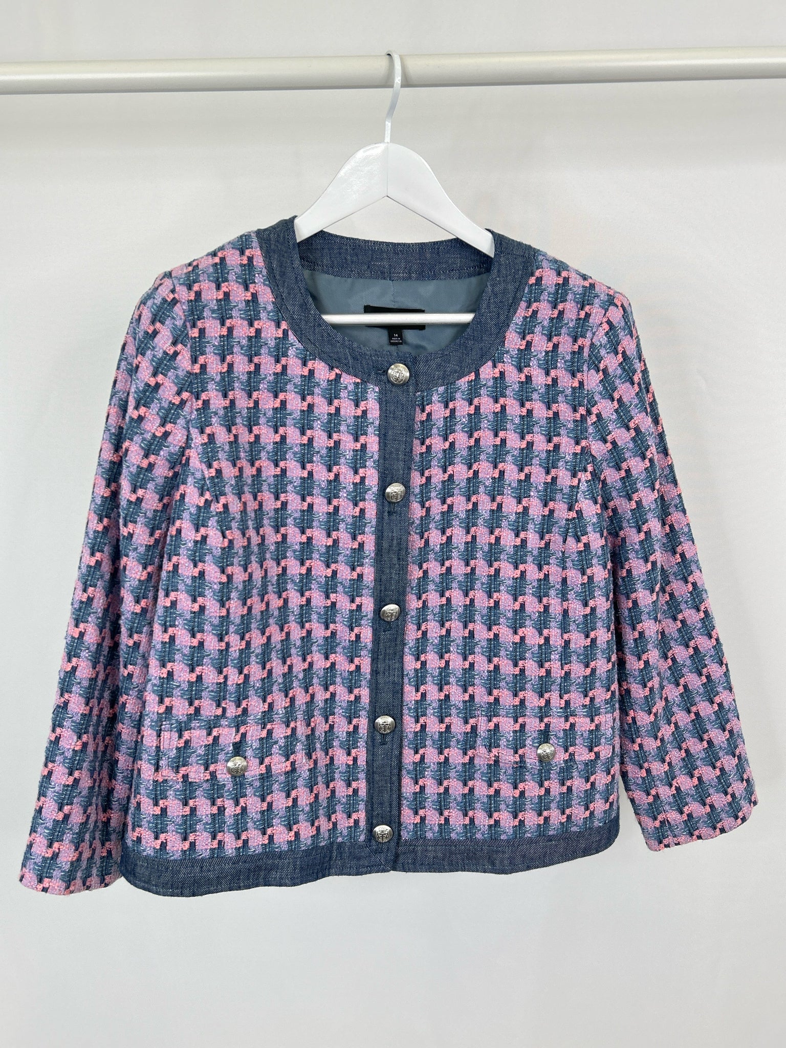 TALBOTS Size 14 Blue Print Women Jacket NWT